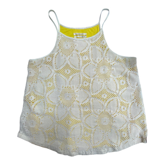 Top Sleeveless By Anthropologie In White & Yellow, Size: S