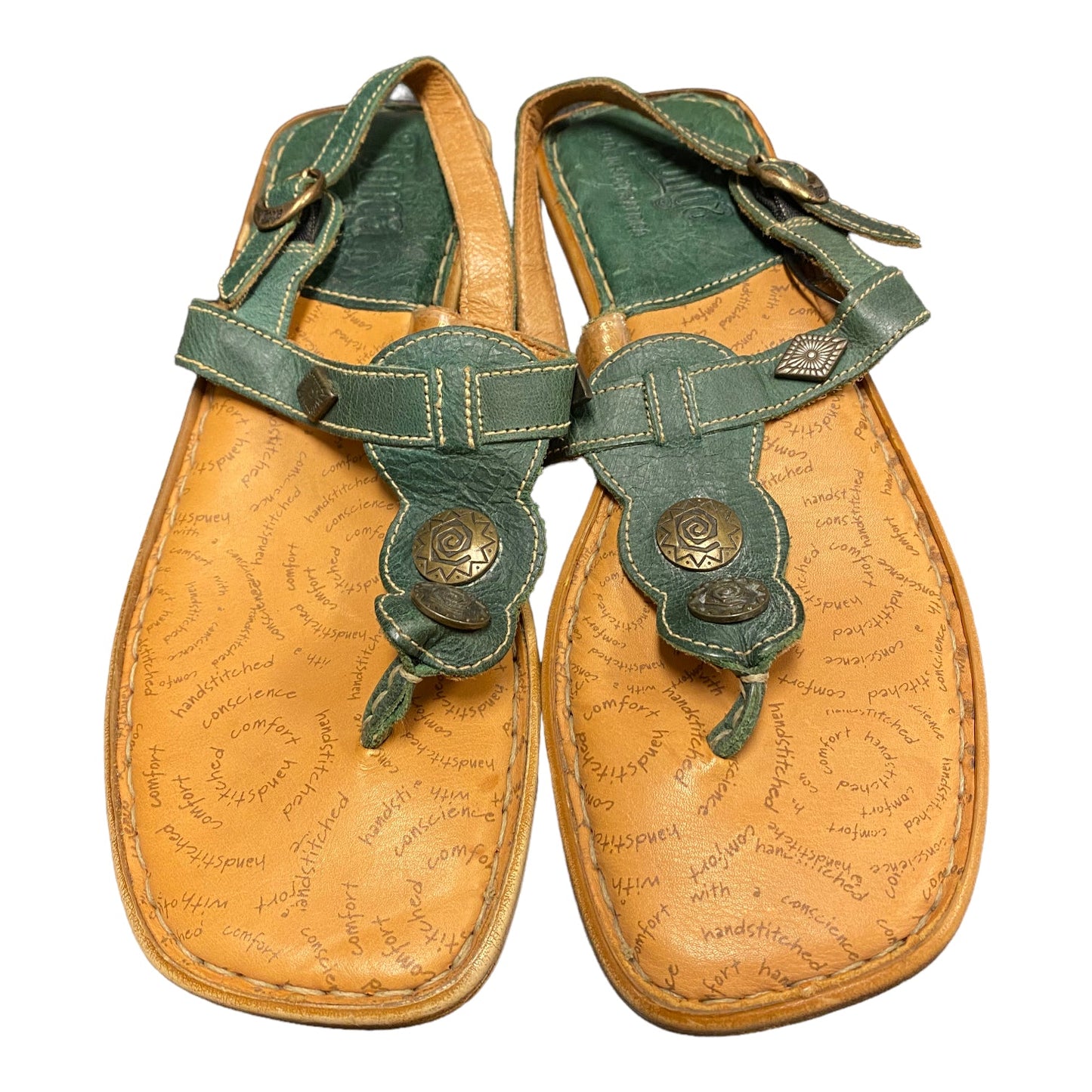 Green Sandals Flats Tsonga, Size 6