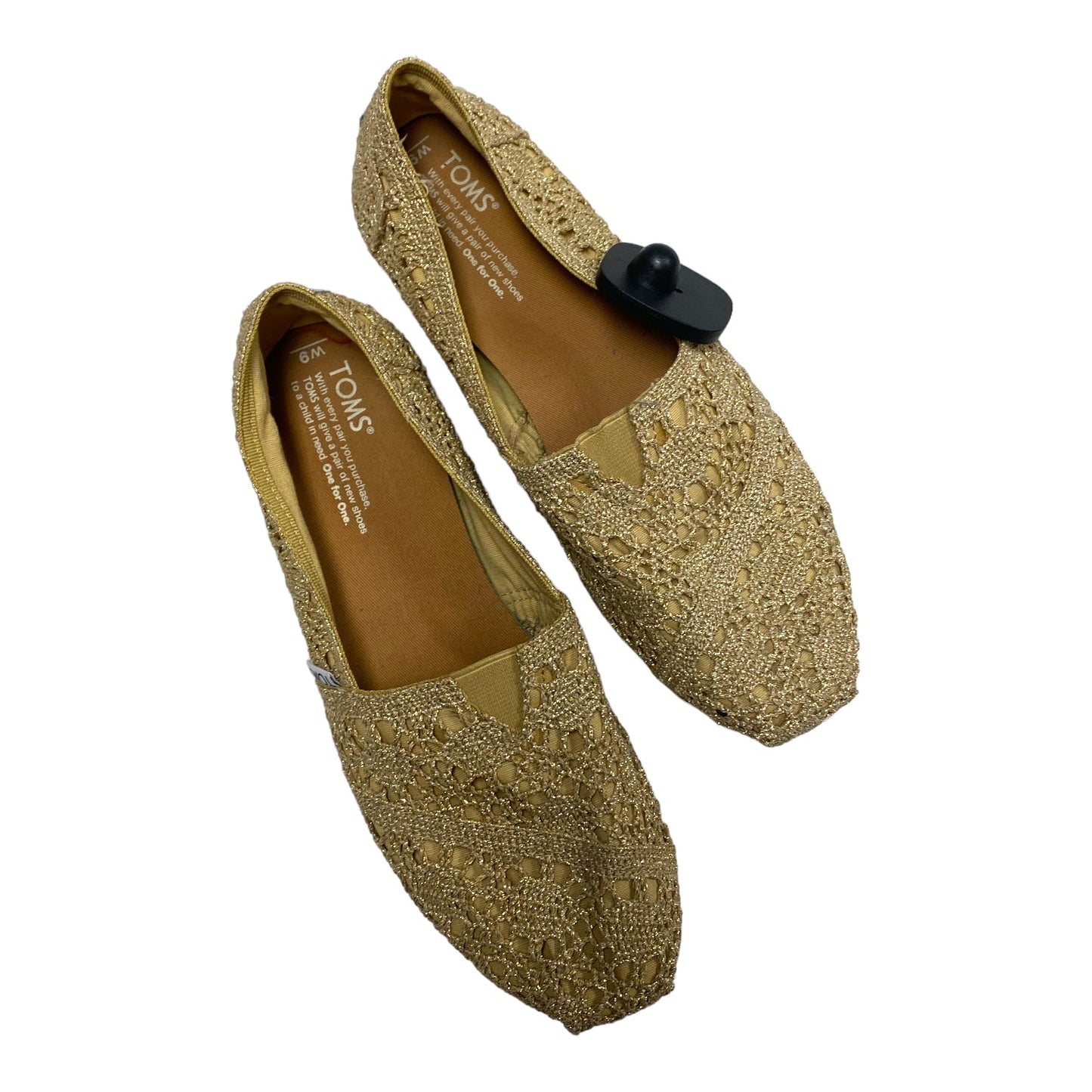 Shoes Flats By Toms In Gold, Size: 9