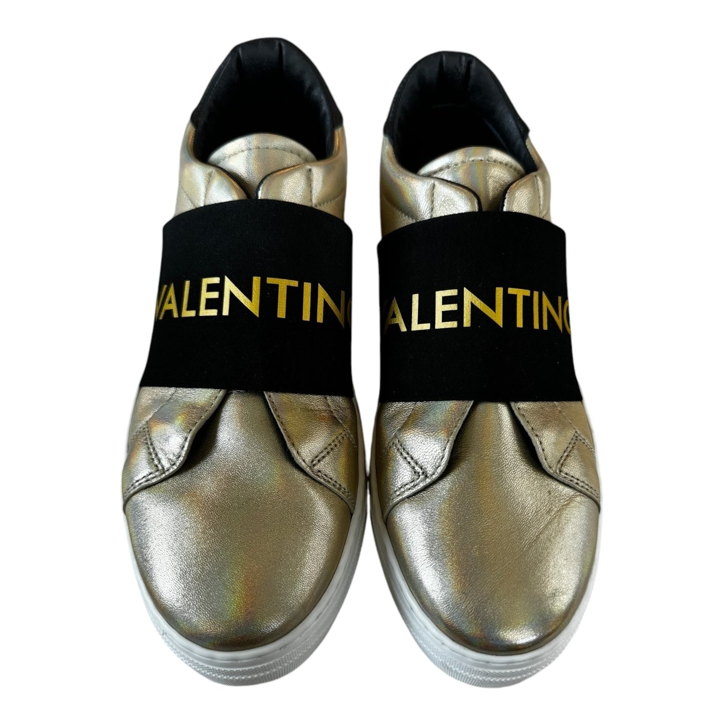 Shoes Luxury Designer By Valentino by Mario In Gold, Size: 9