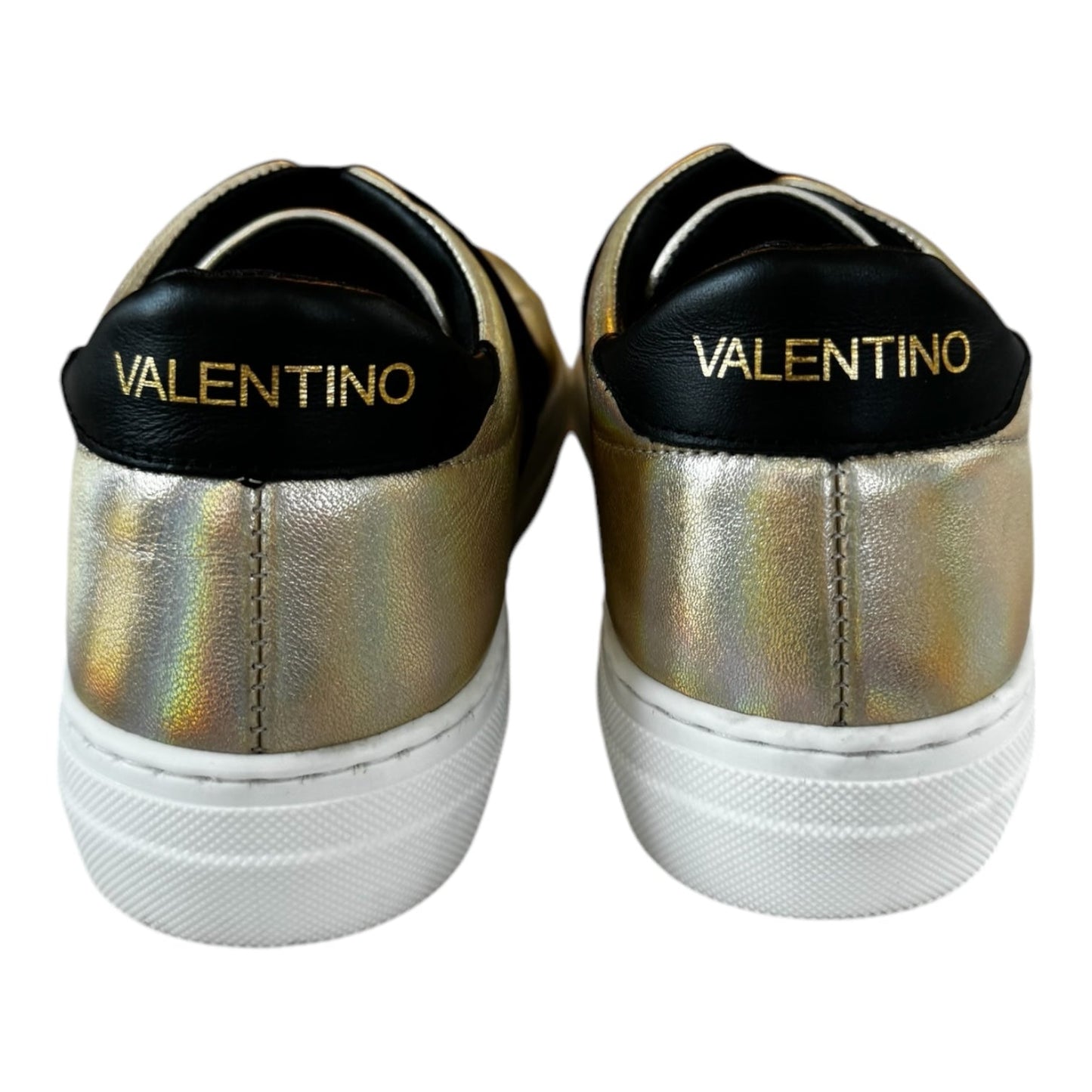 Shoes Luxury Designer By Valentino by Mario In Gold, Size: 9