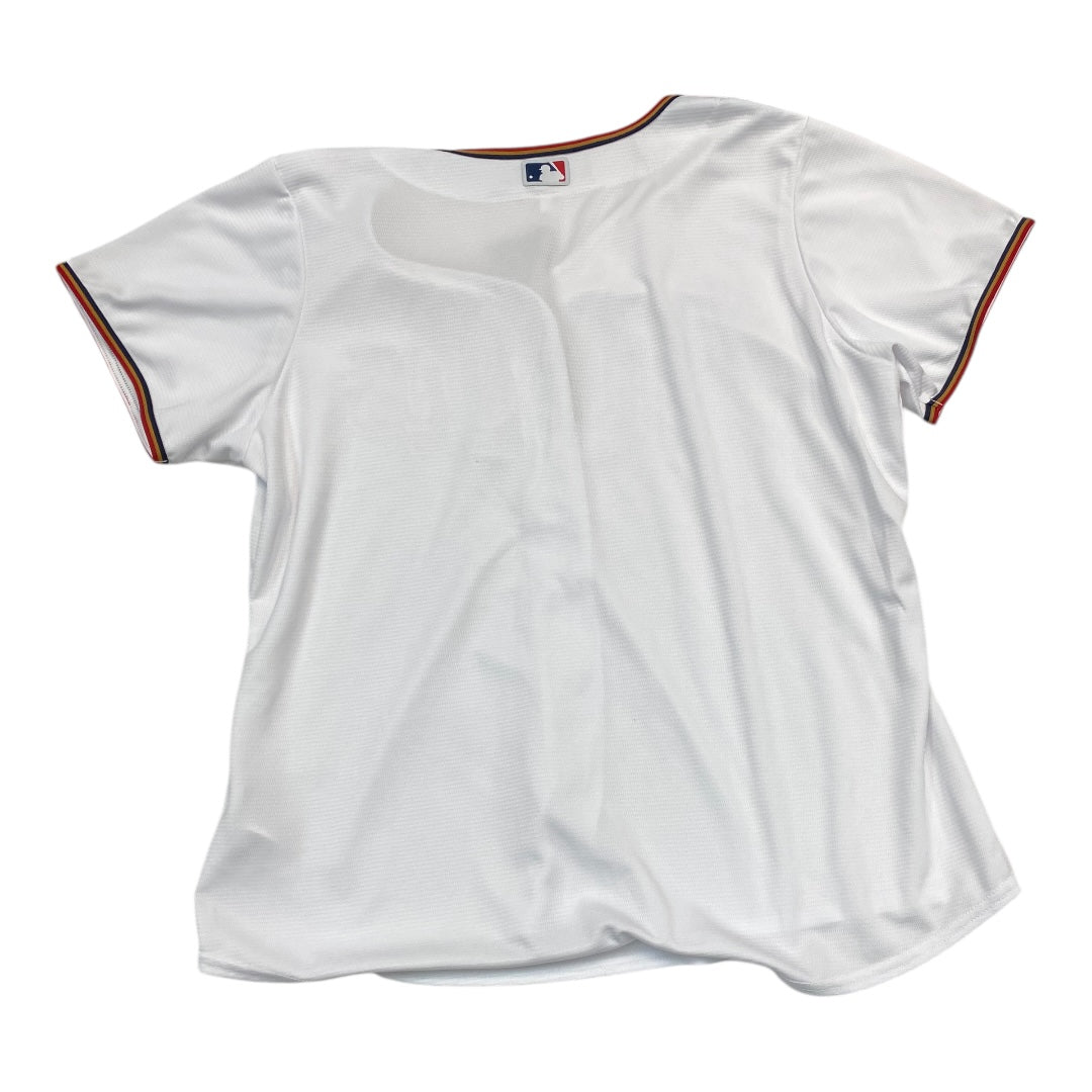 Athletic Top Short Sleeve By Nike In White, Size: 1x