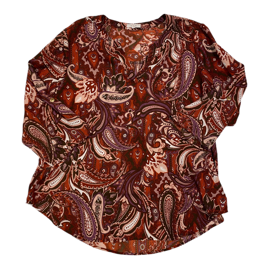 Top 3/4 Sleeve By Maurices In Brown & Cream, Size: 1x