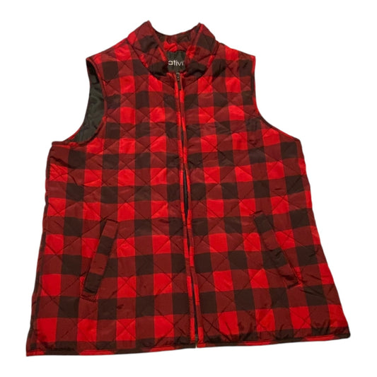 Vest Puffer & Quilted By Relativity In Black & Red, Size: S