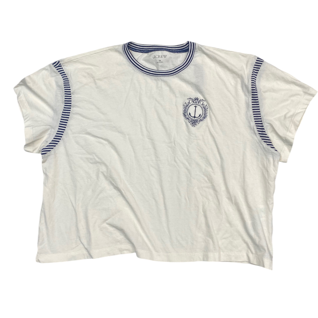 Top Short Sleeve By J. Crew In Blue & Cream, Size: 2x