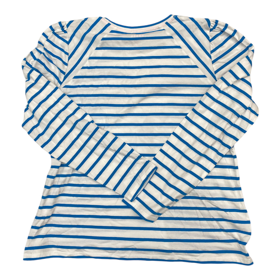 Top Long Sleeve By Boden In Blue & White, Size: 20