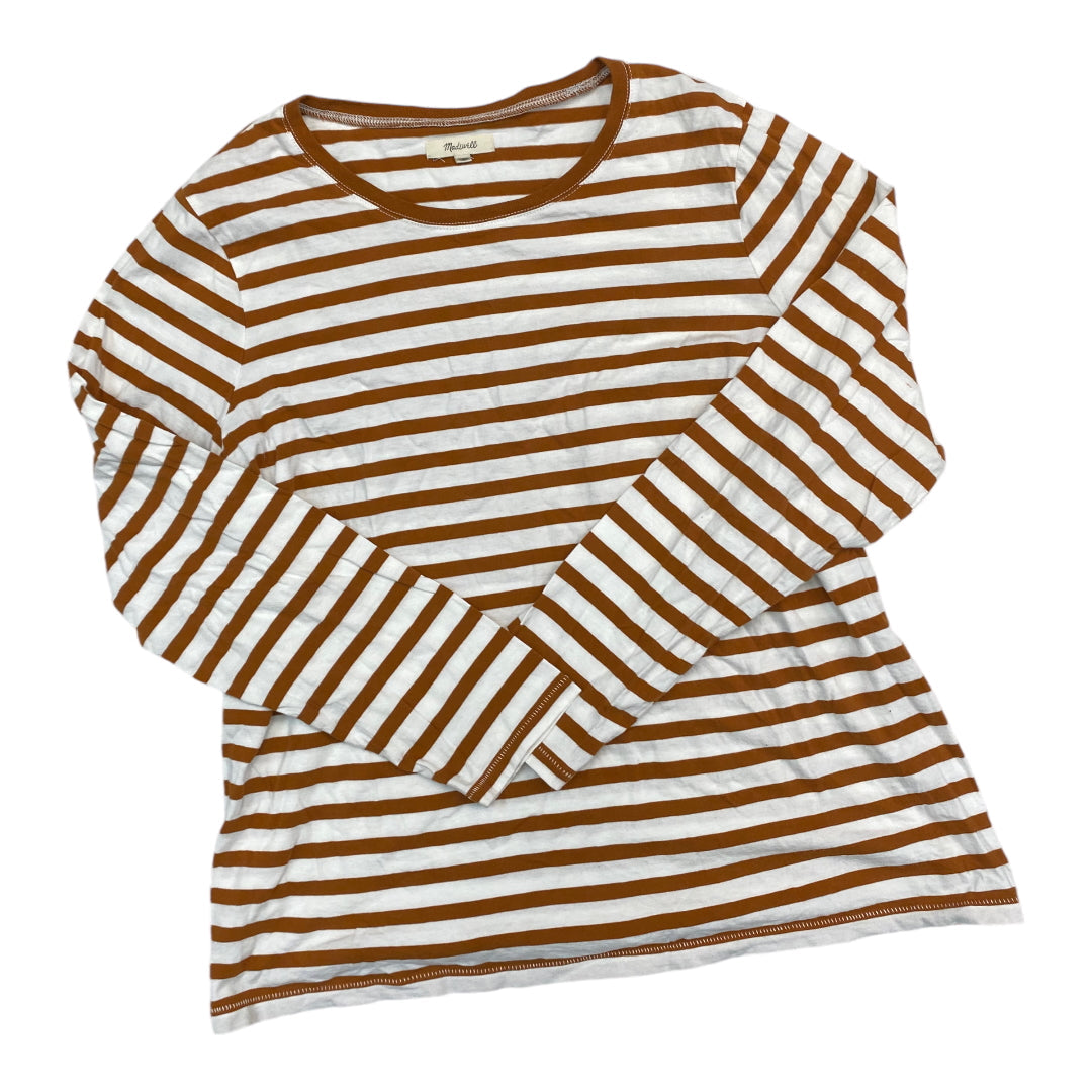 Top Long Sleeve Basic By Madewell In Brown & White, Size: 1x