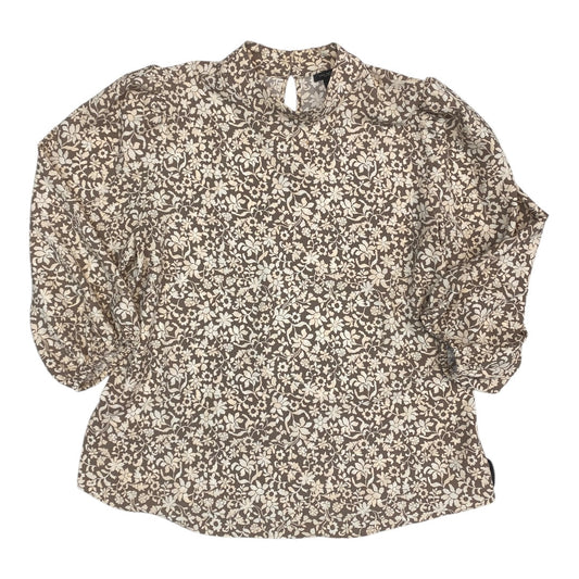 Top Long Sleeve By Ann Taylor In Brown & Cream, Size: L