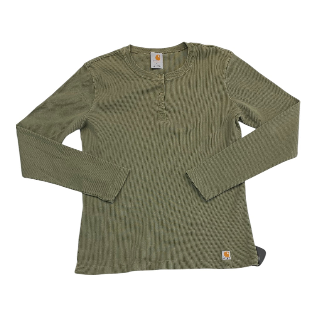 Top Long Sleeve By Carhartt In Green, Size: L