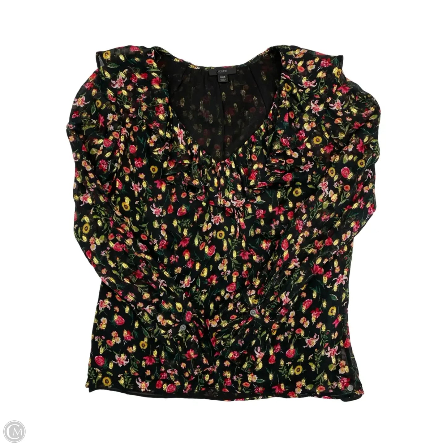 Top Long Sleeve By J. Crew In Floral Print, Size: Xxs