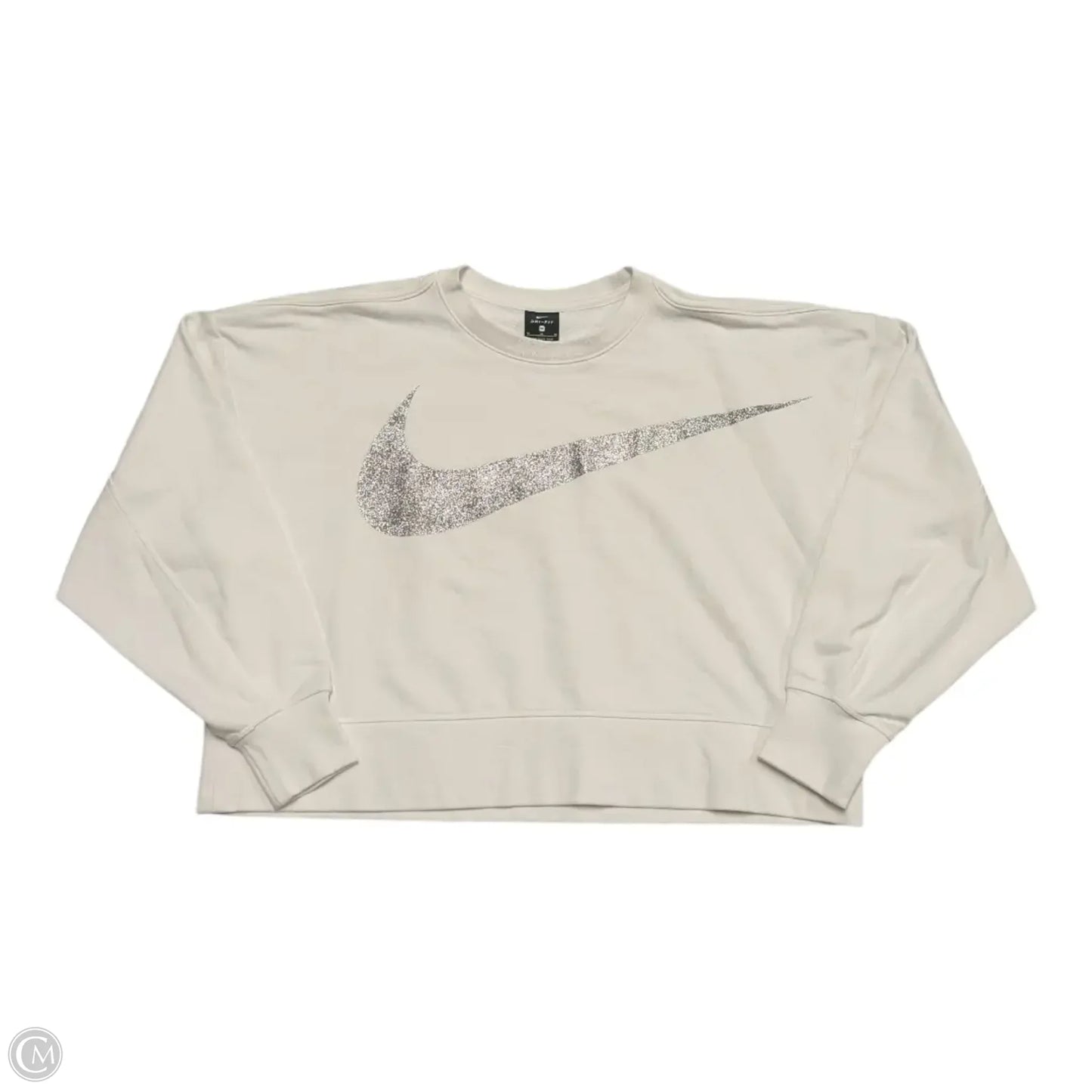 Athletic Sweatshirt Crewneck By Nike In Silver & White, Size: M