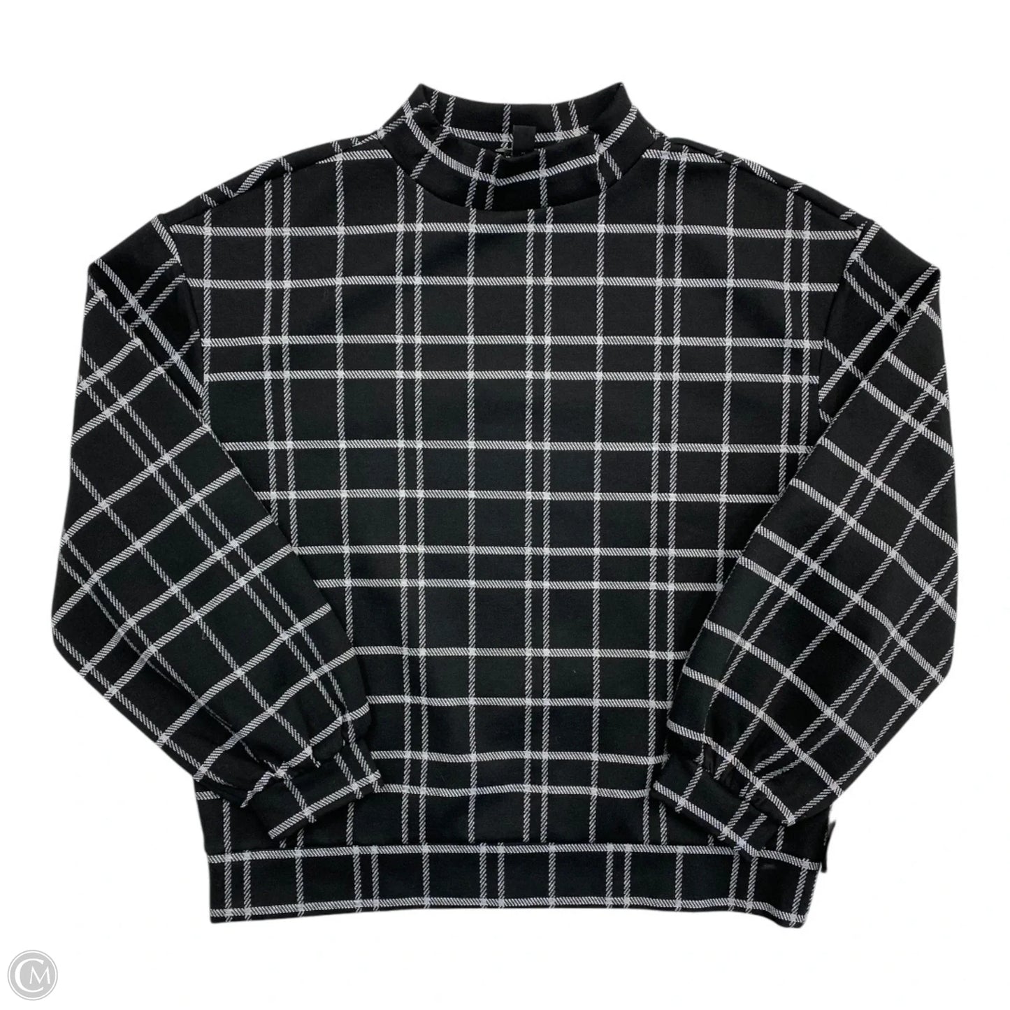 Top Long Sleeve By Ann Taylor In Black & Grey, Size: M