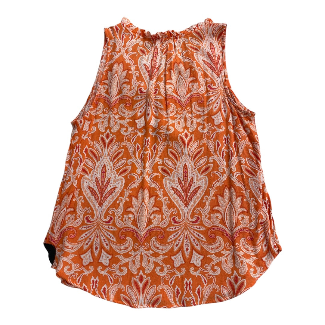 Top Sleeveless By Loft In Orange & White, Size: Xs