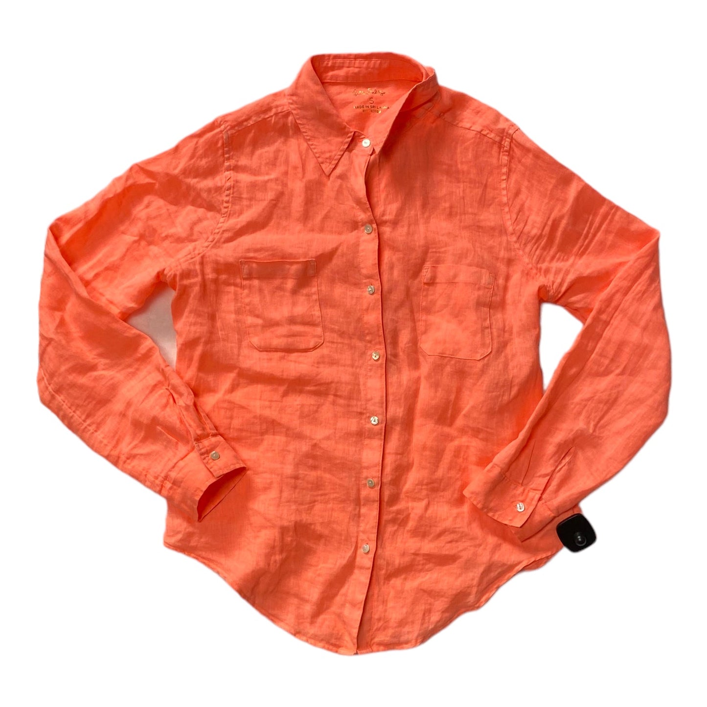 Orange Top Long Sleeve Designer Lilly Pulitzer, Size S