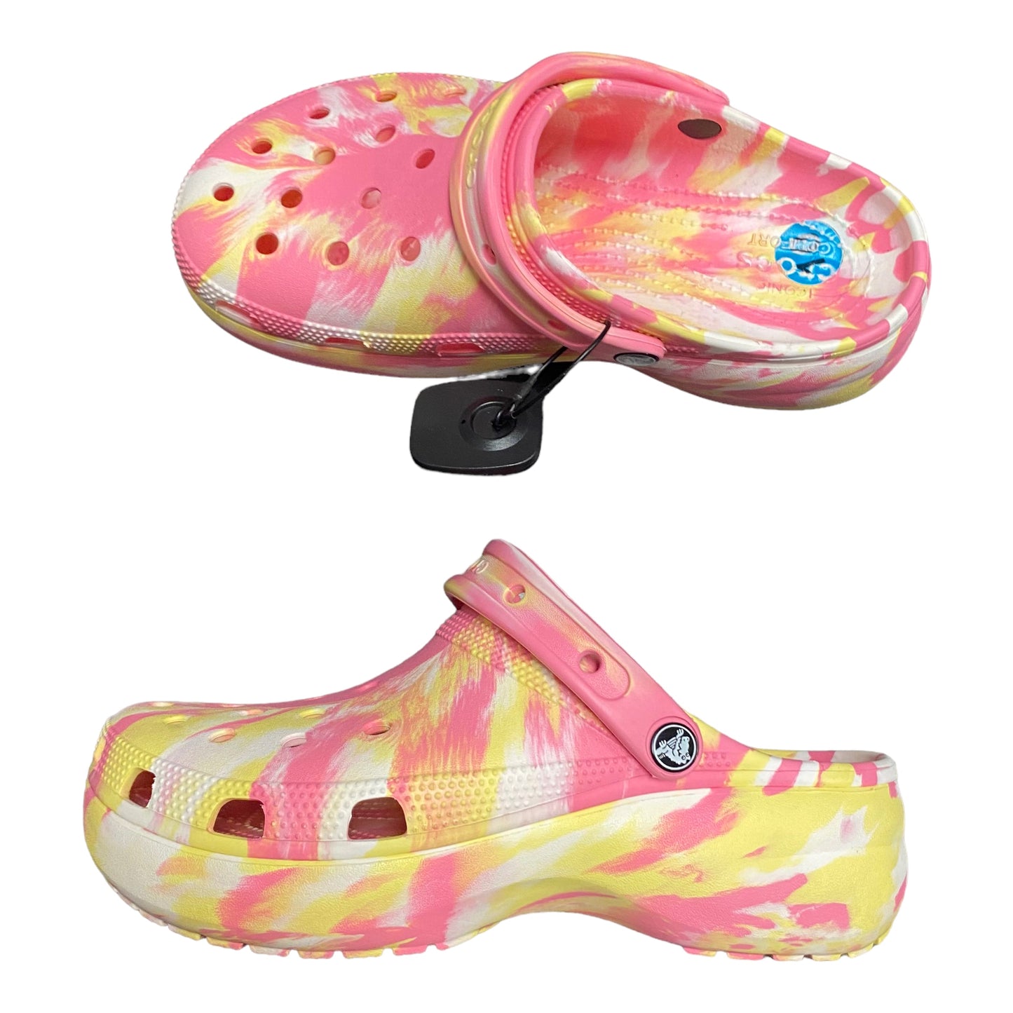 Pink & Yellow Shoes Flats Crocs, Size 10