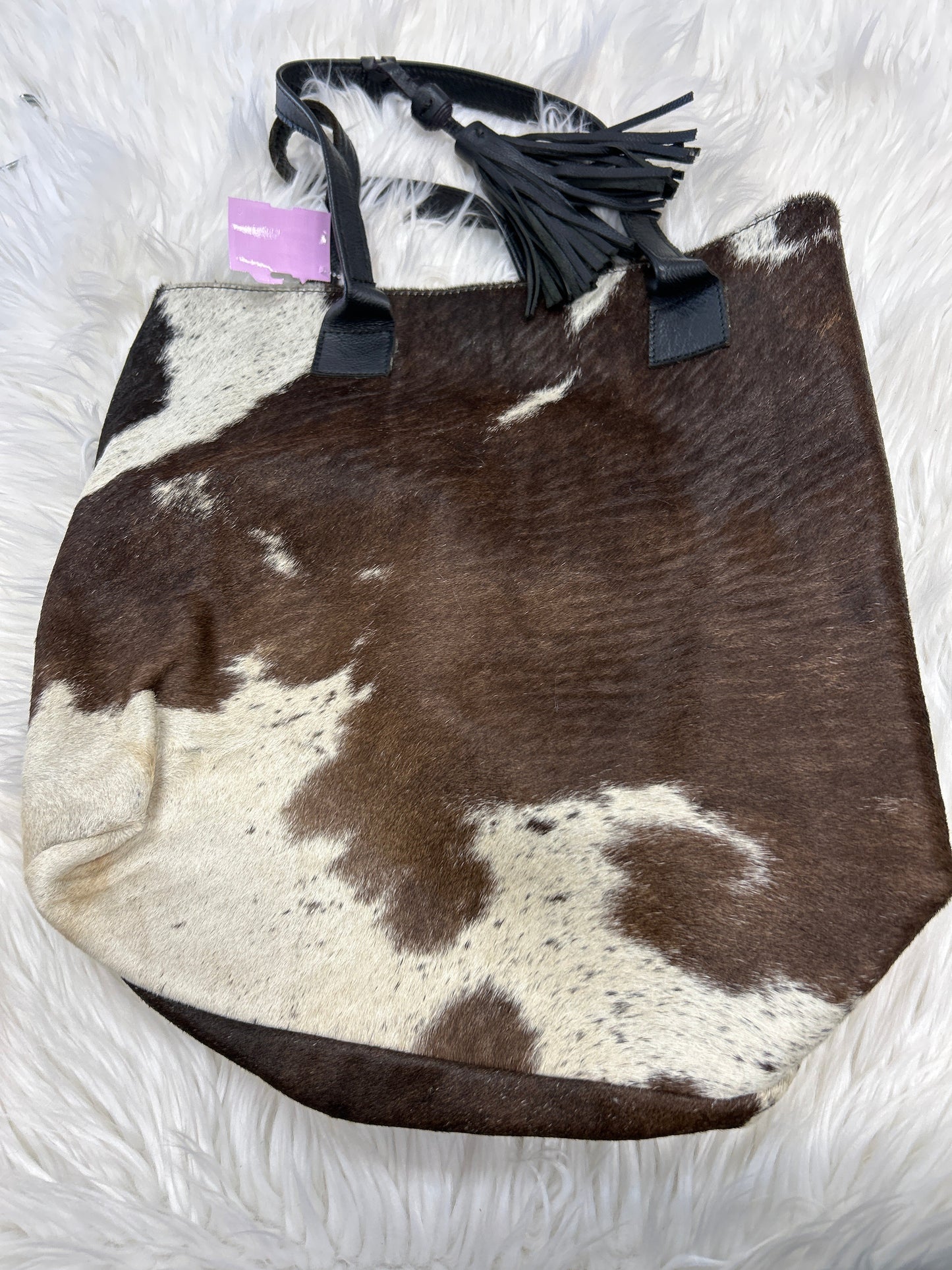 Handbag Leather By Cmb In Brown & White, Size:Large