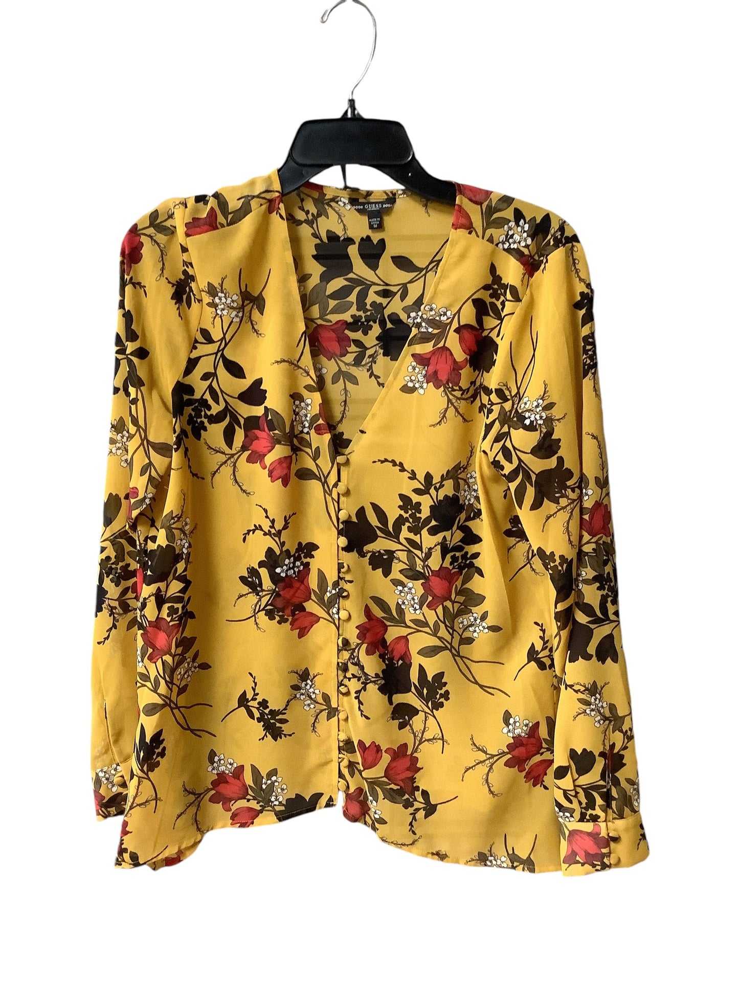 Top Long Sleeve By Guess In Floral, Size: M