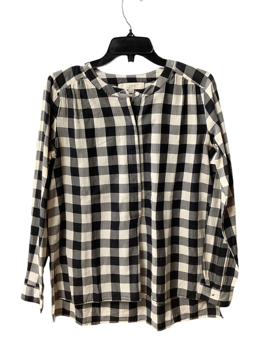 Top Long Sleeve By Loft In Plaid Pattern, Size: Xs