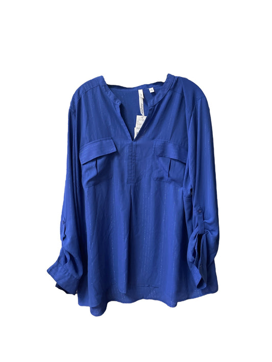 Top Long Sleeve By Ny Collection In Blue, Size: 3x