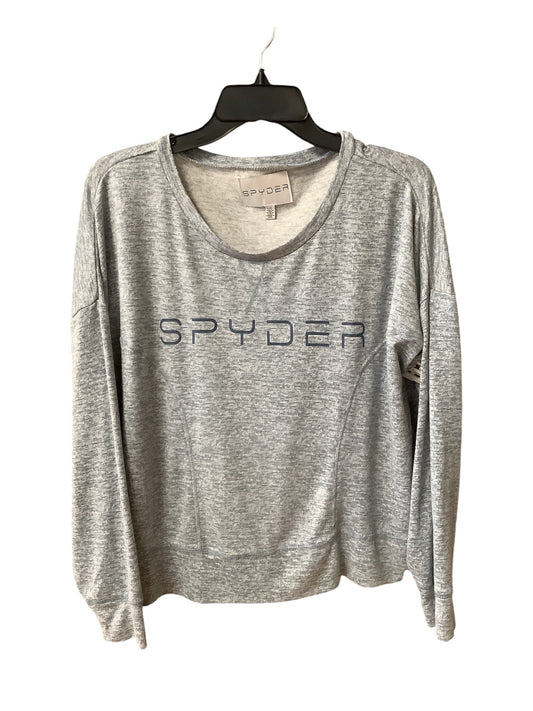 Athletic Top Long Sleeve Crewneck By Spyder In Grey, Size: L