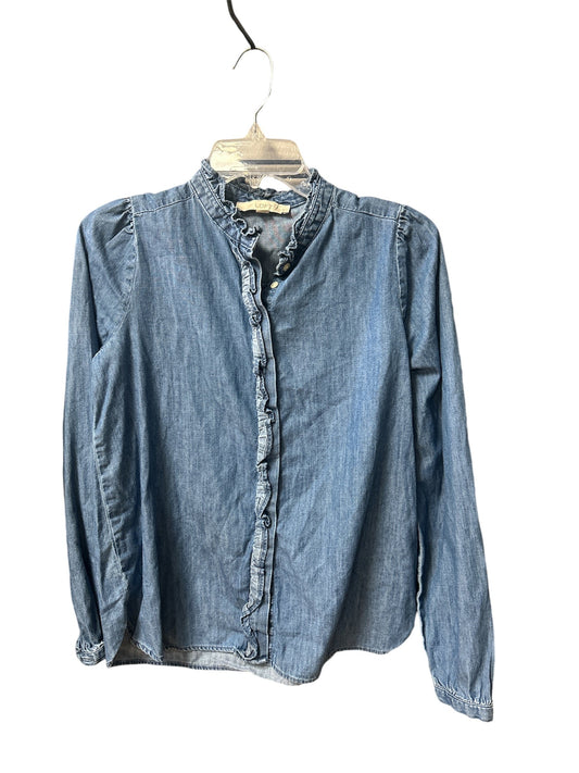 Top Long Sleeve By Loft In Blue Denim, Size: Xs