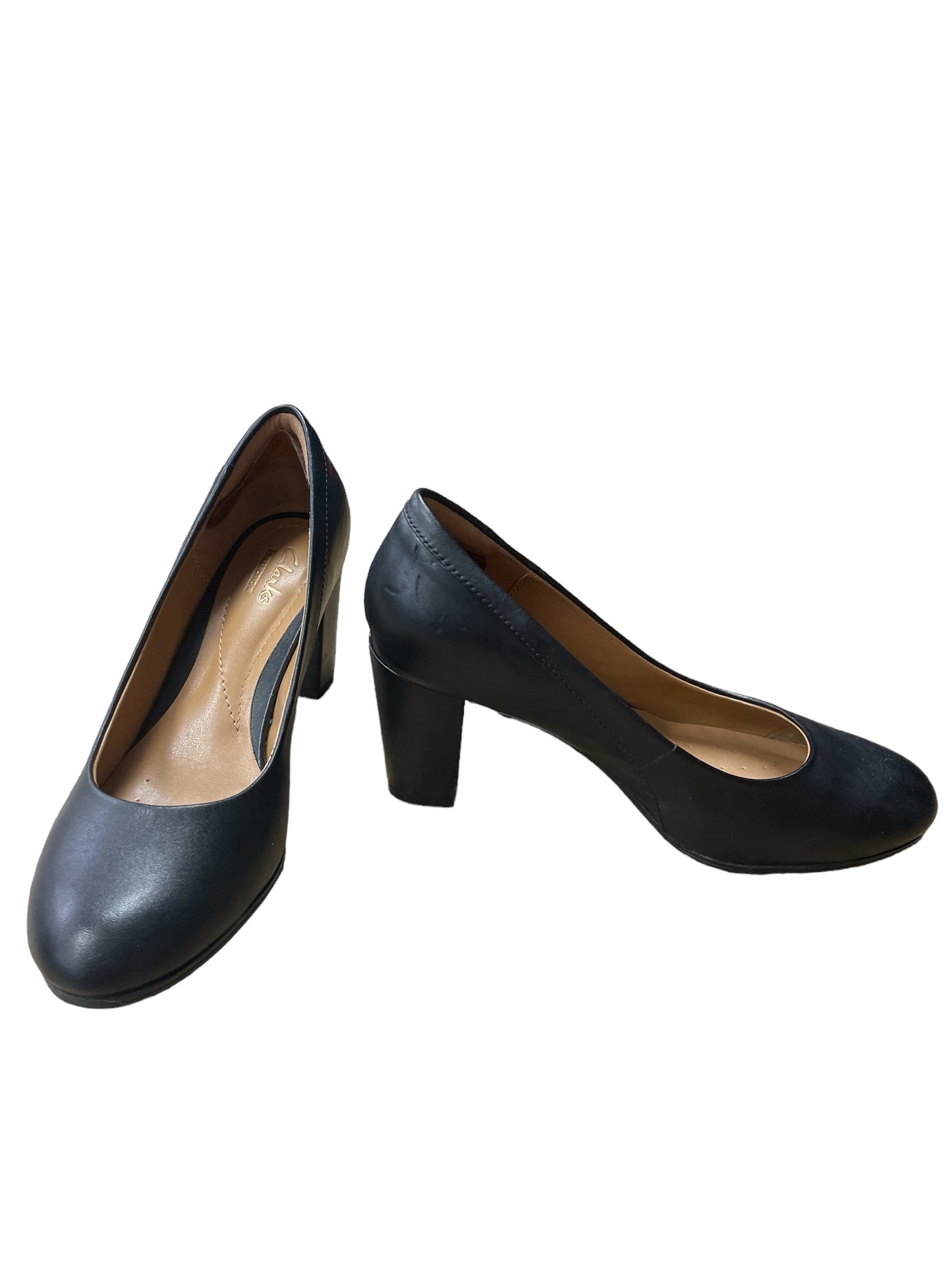 Black Shoes Heels Block Clarks, Size 6.5