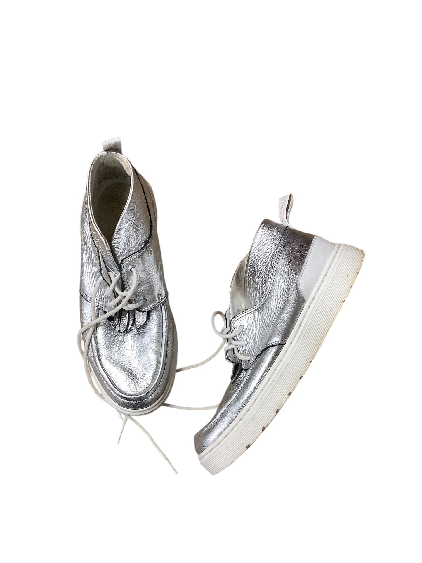 Boots Ankle Flats By Dr Martens In Silver, Size: 8