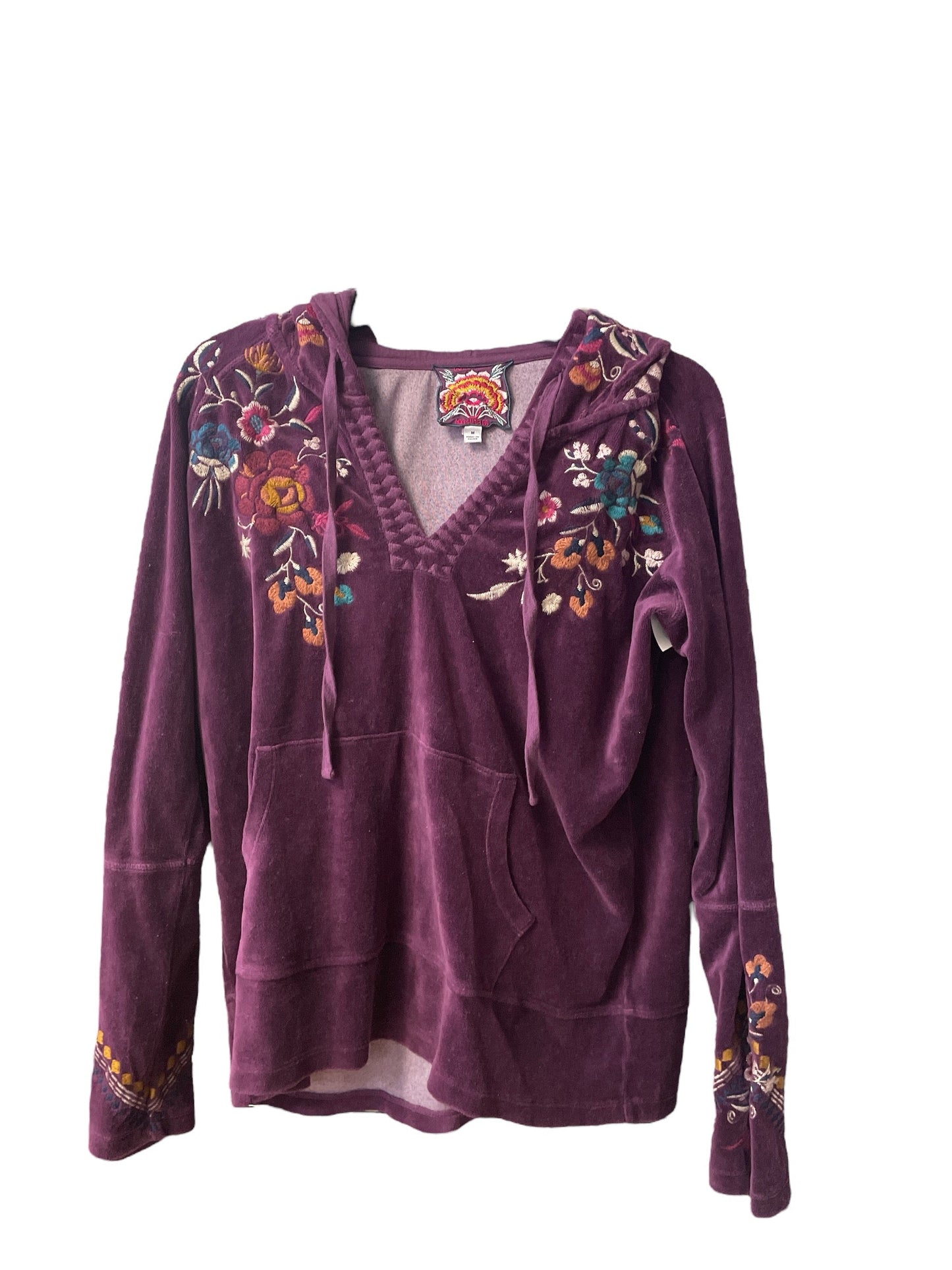 Sweatshirt Hoodie By Johnny Was In Purple, Size: M