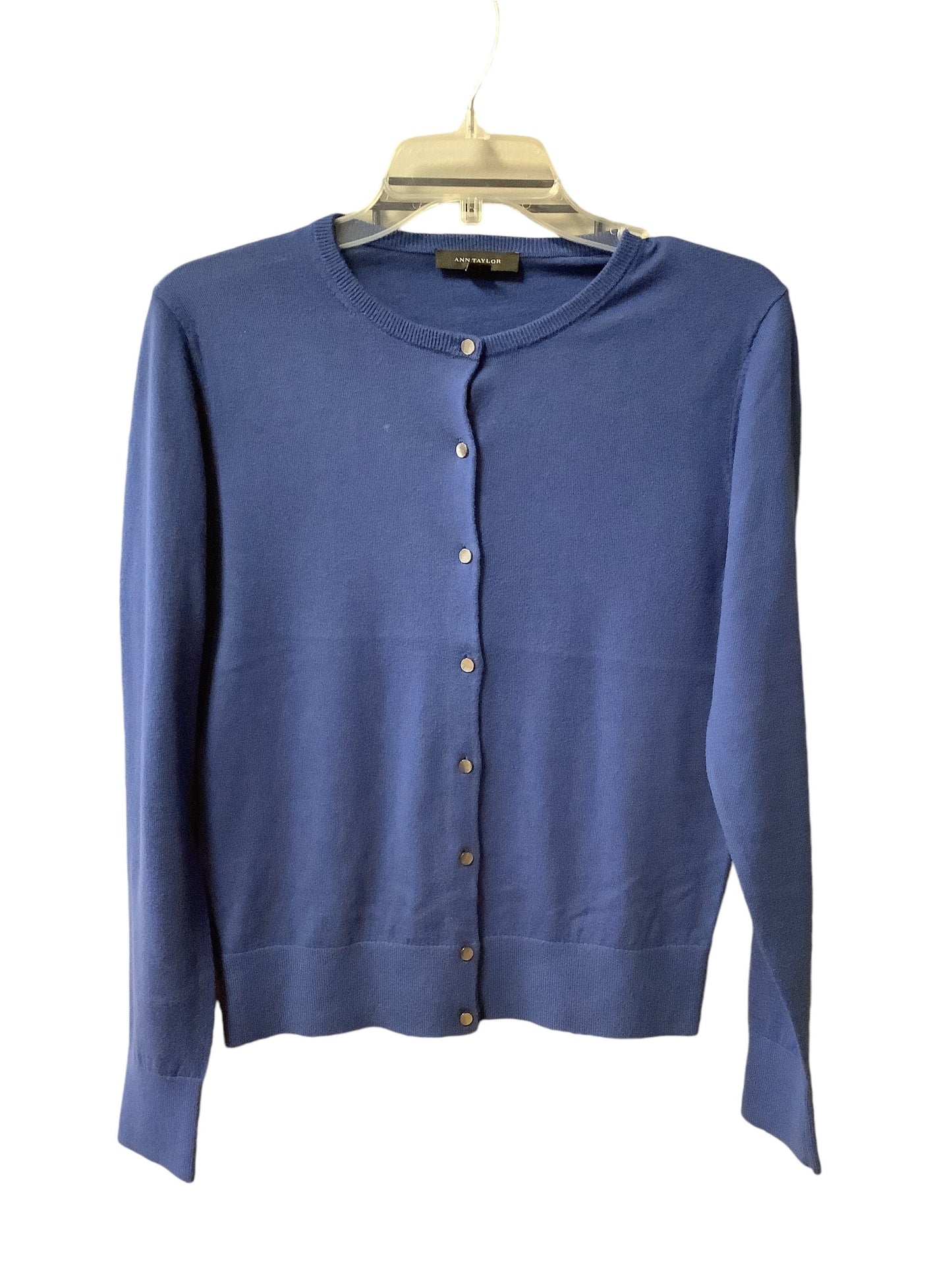 Sweater Cardigan By Ann Taylor In Blue, Size: M