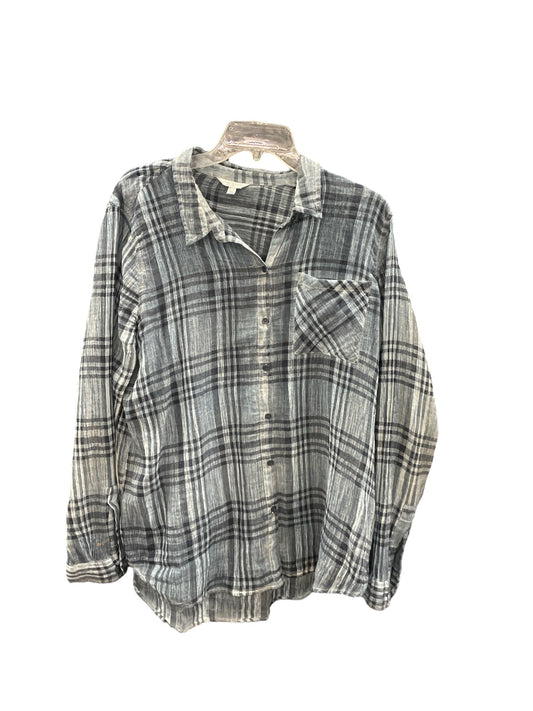 Top Long Sleeve By Lucky Brand In Plaid Pattern, Size: Xl