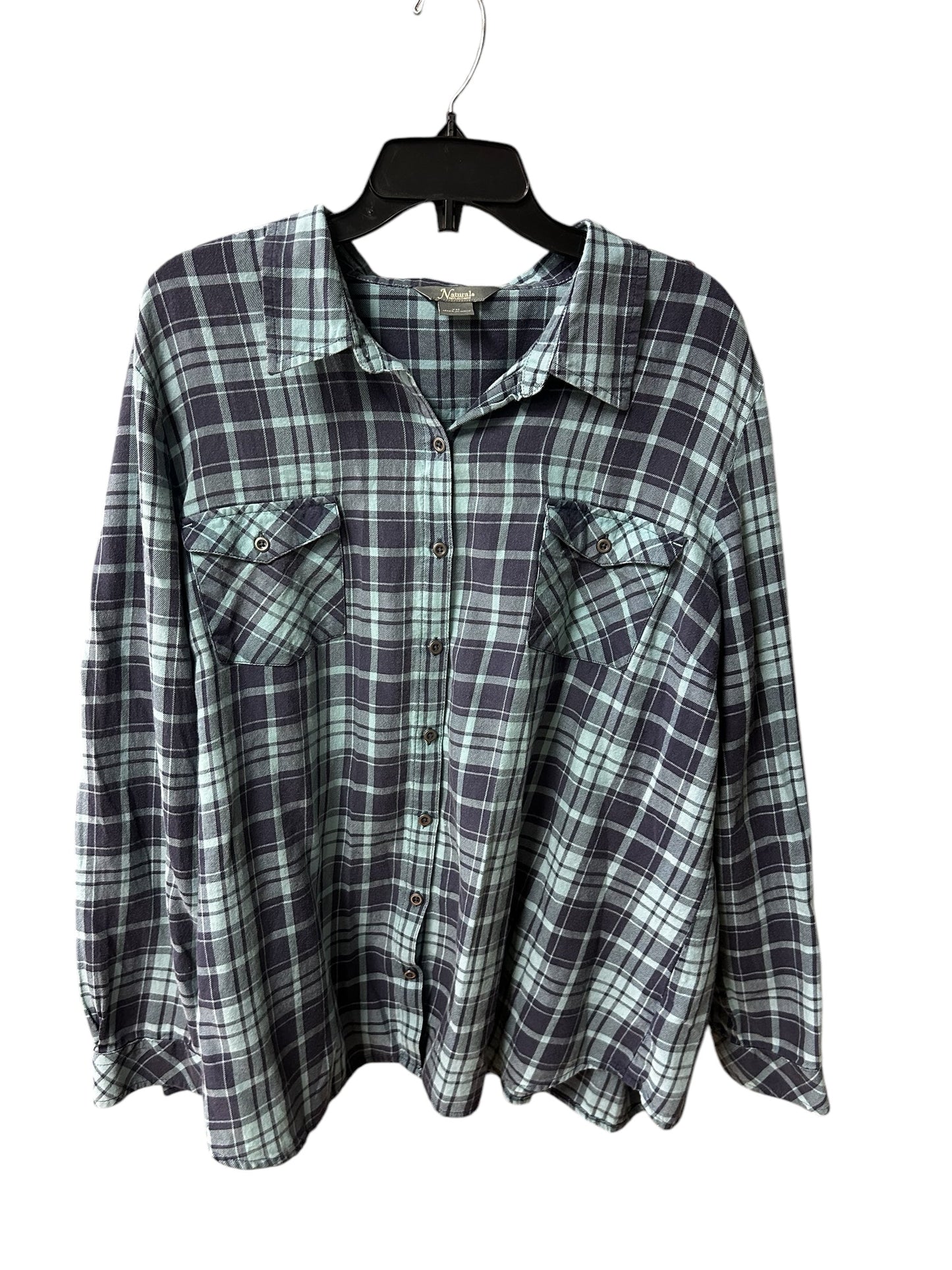 Top Long Sleeve By Naturalizer In Plaid Pattern, Size: Xxl