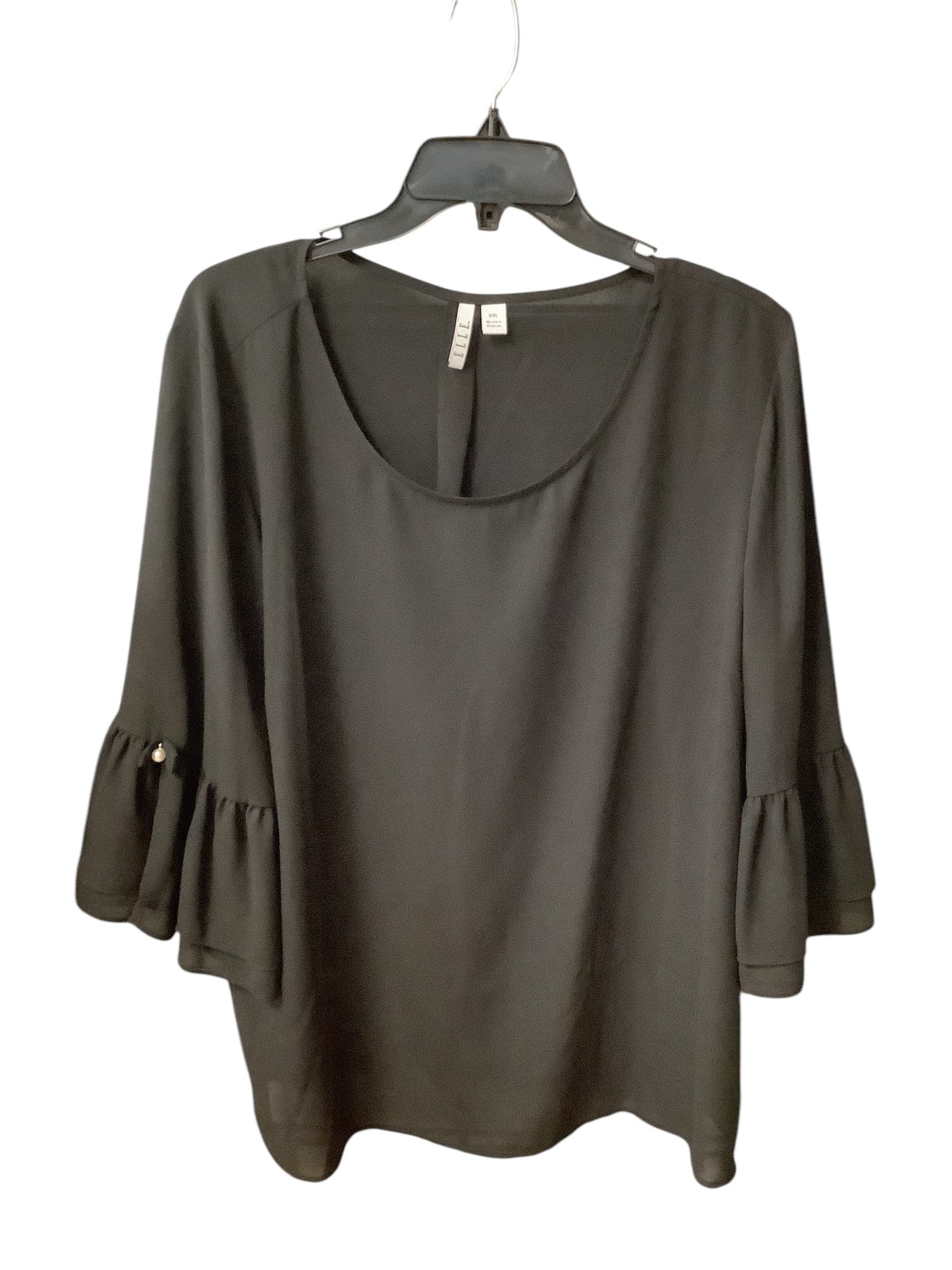 Top 3/4 Sleeve By Elle In Black, Size: Xxl