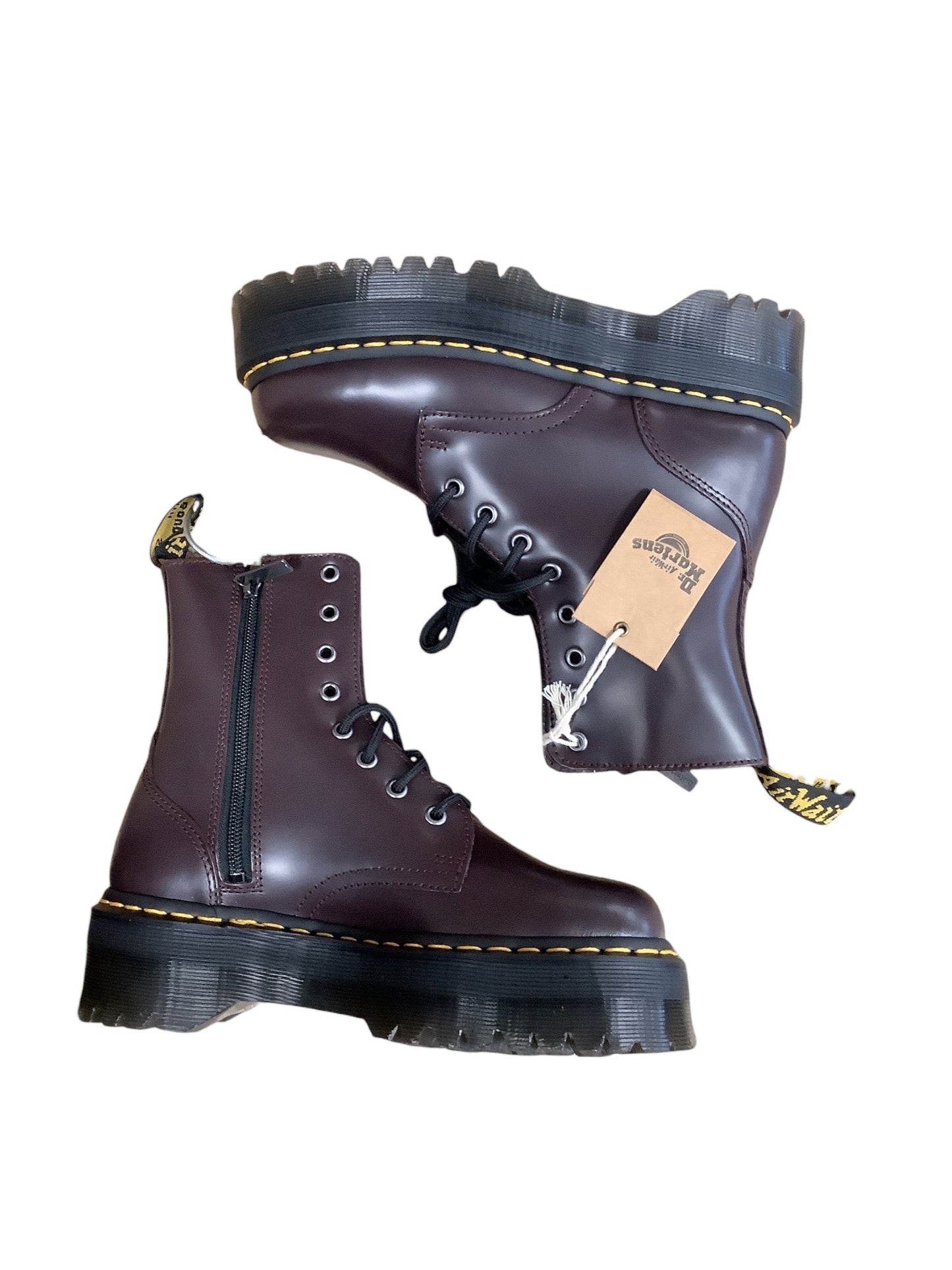 Boots Combat By Dr Martens In Maroon, Size: 8