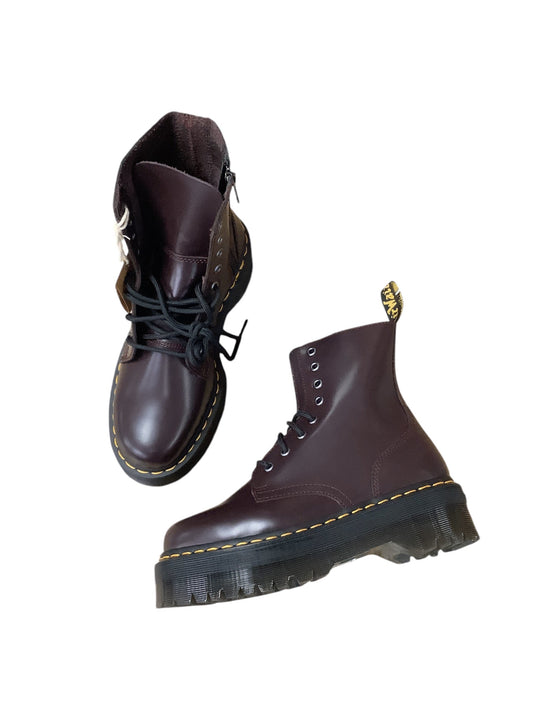 Boots Combat By Dr Martens In Maroon, Size: 8