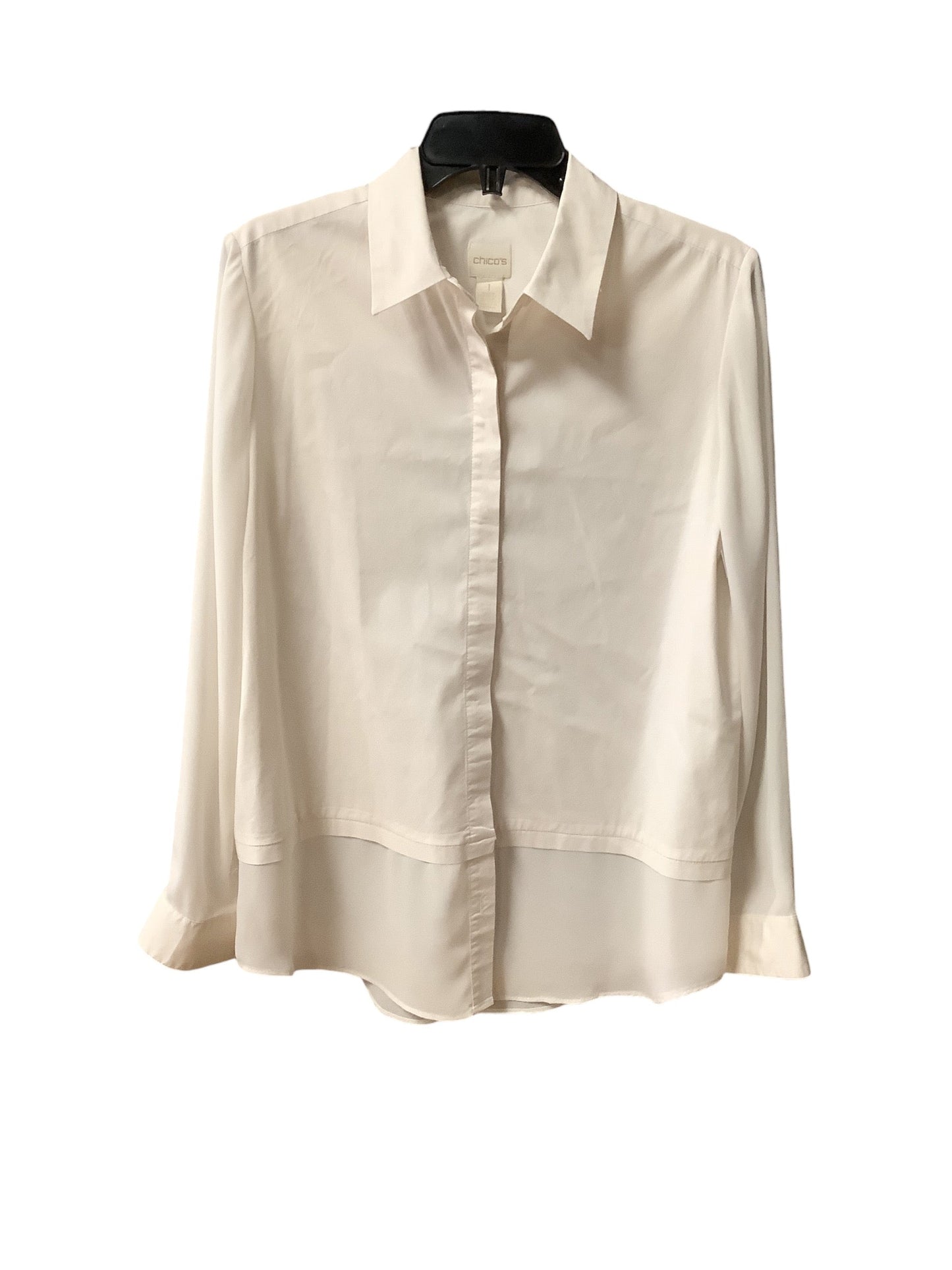 Top Long Sleeve By Chicos In White, Size: M