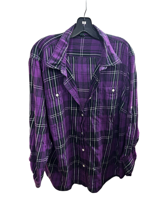 Top Long Sleeve By Lauren By Ralph Lauren In Plaid Pattern, Size: 3x