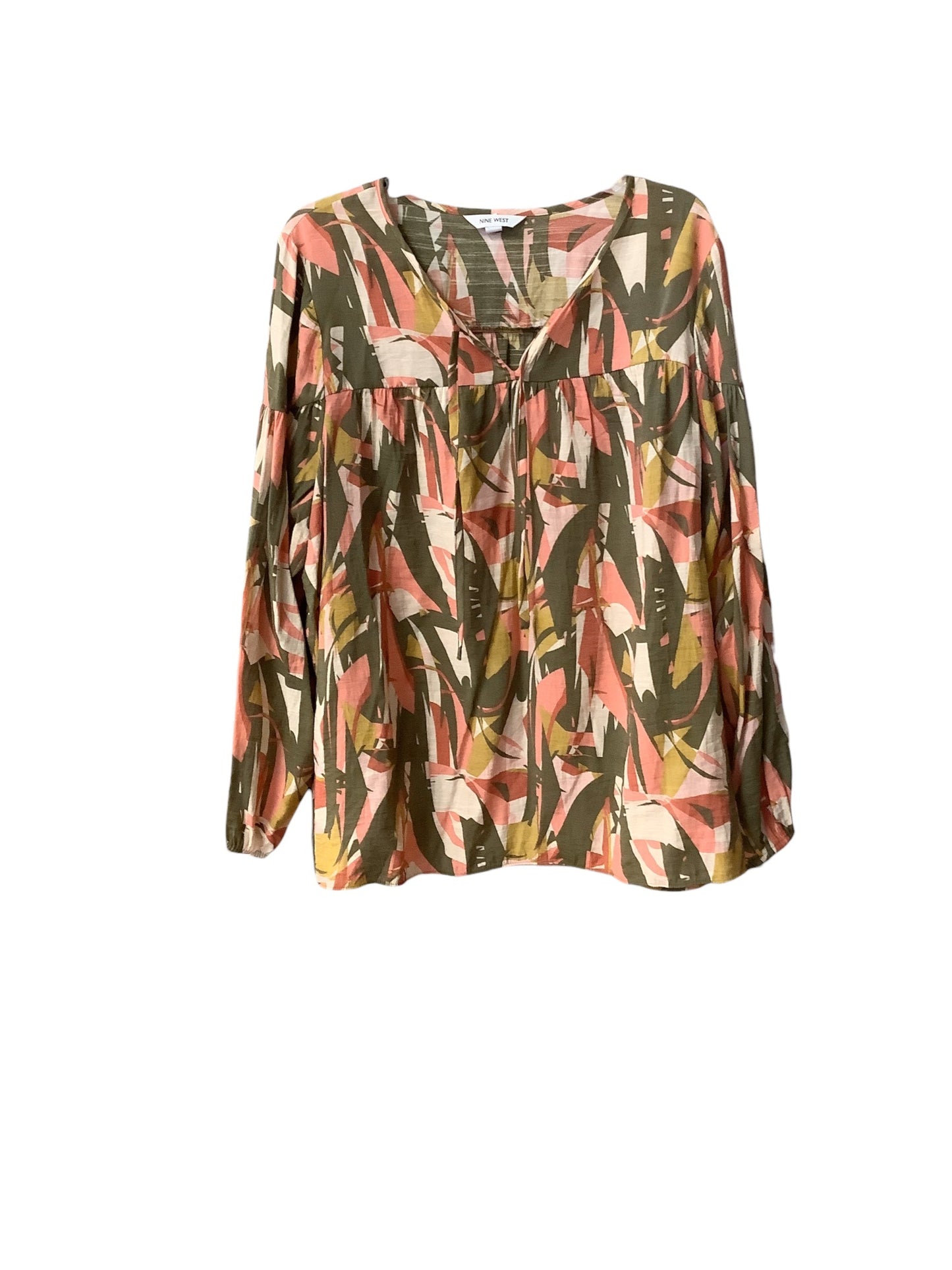 Top Long Sleeve By Nine West Apparel In Floral Print, Size: Xxl