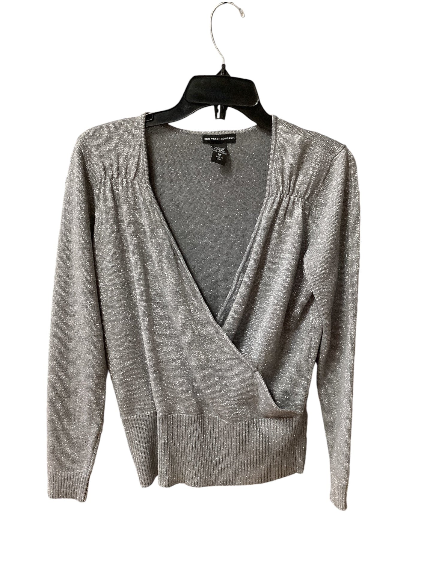 Top Long Sleeve By New York And Co In Silver, Size: M