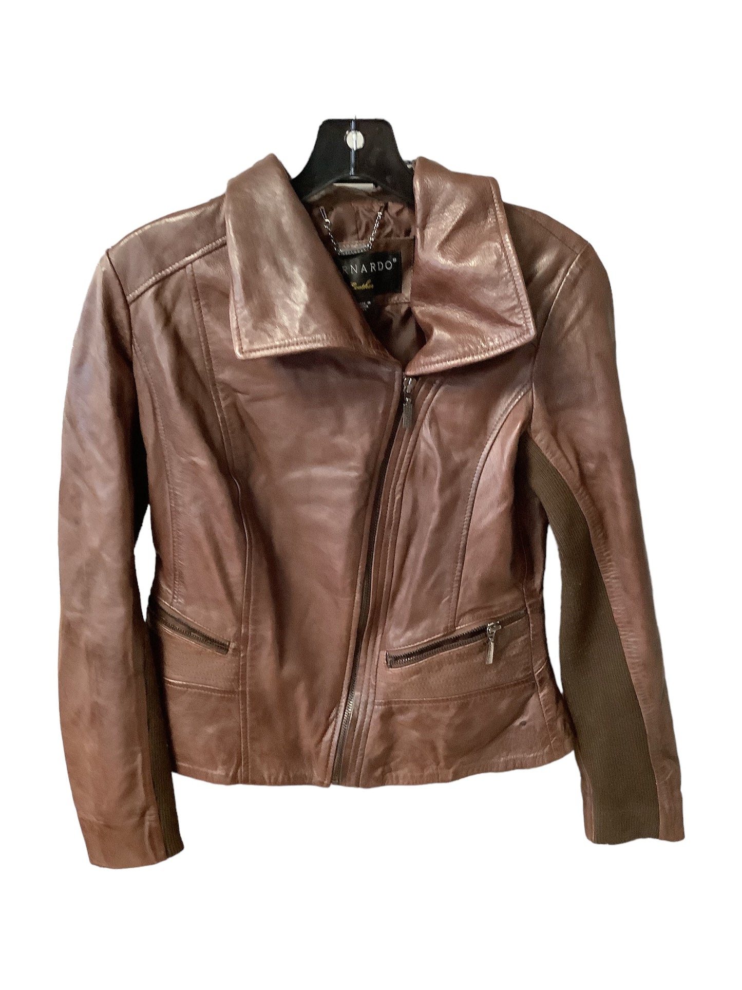 Jacket Moto Leather By Bernardo In Brown, Size: Petite   S