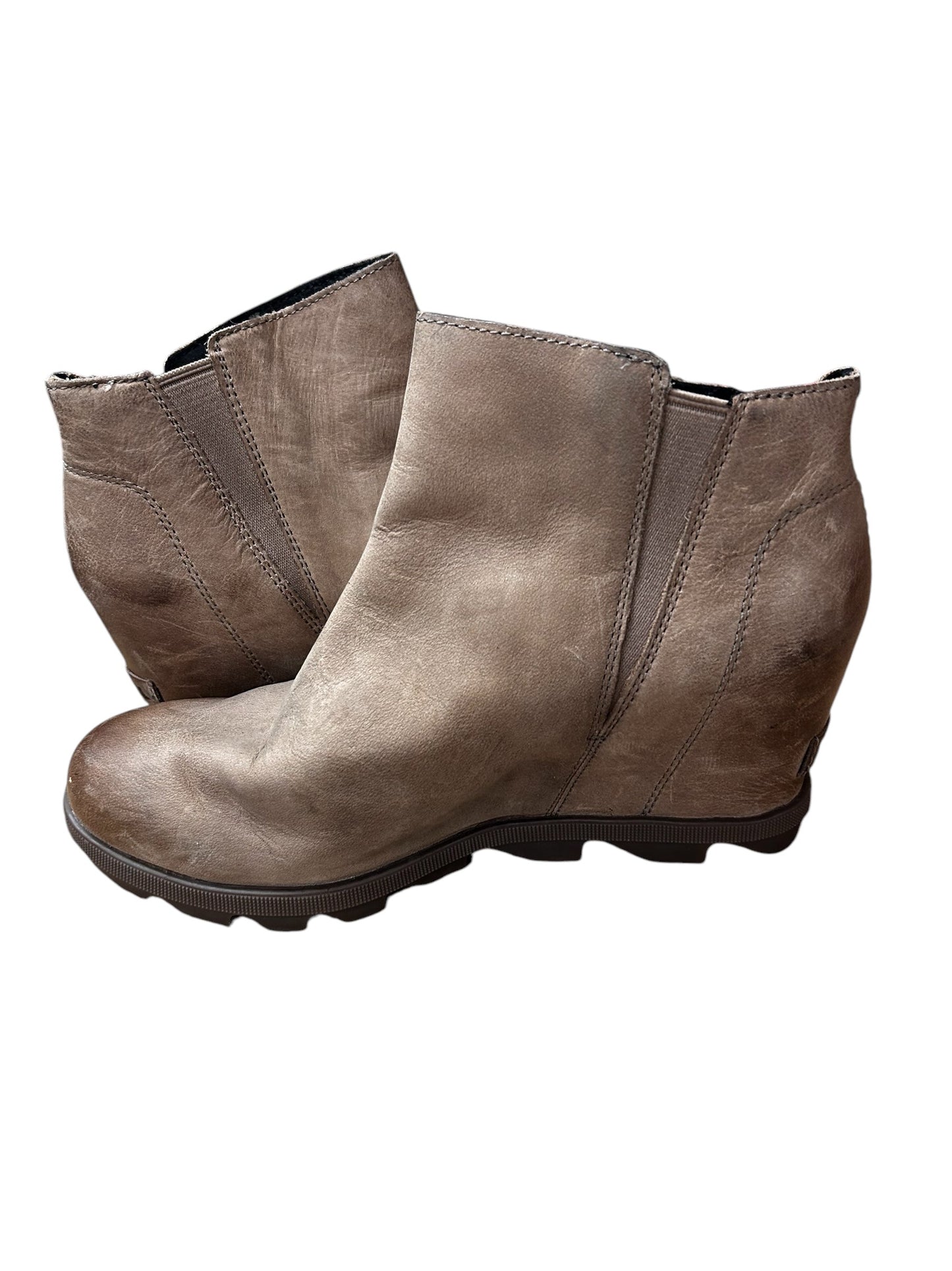 Boots Ankle Heels By Sorel In Brown, Size: 9.5