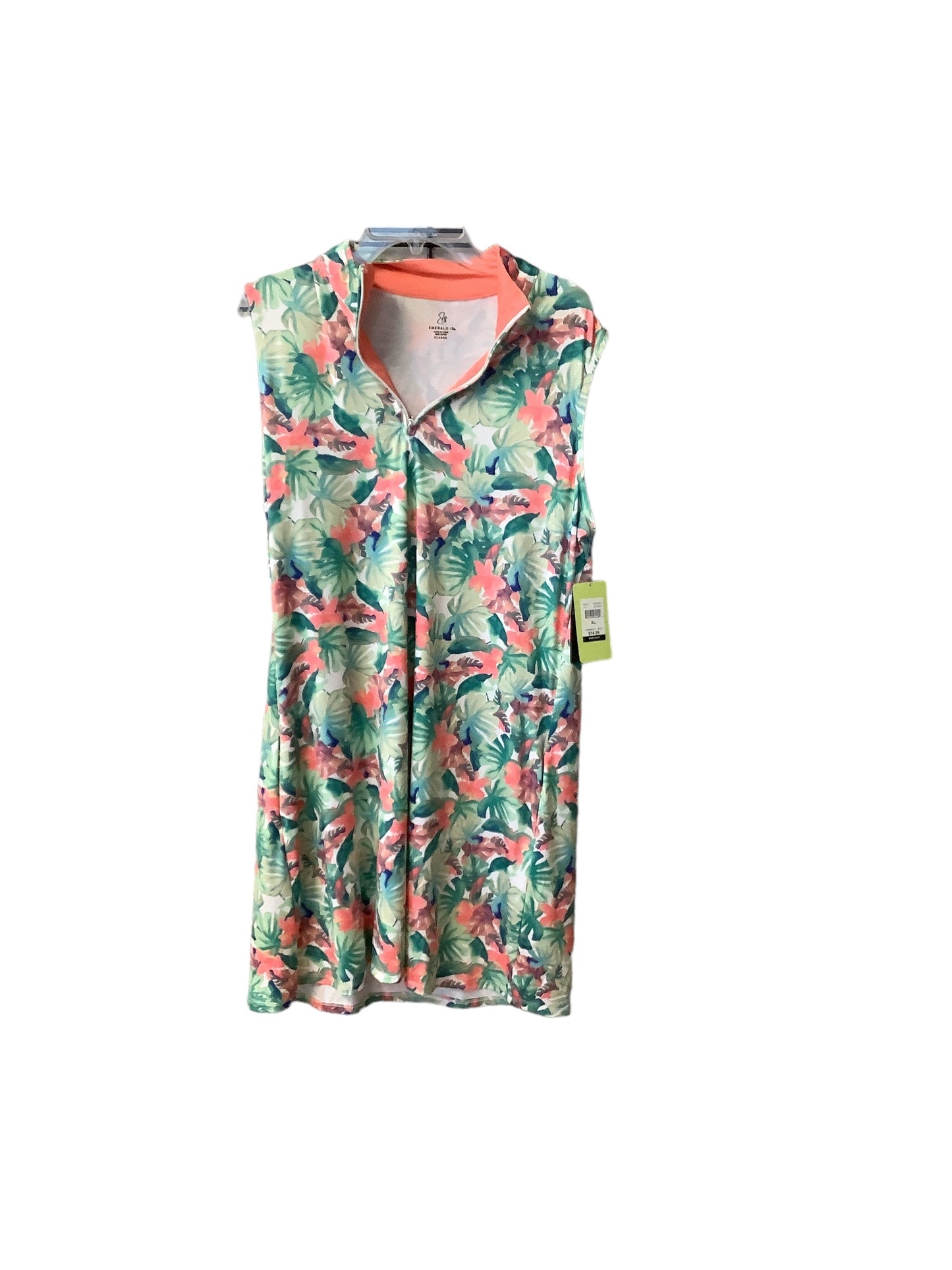 Floral Print Dress Casual Short Emerald, Size Xl