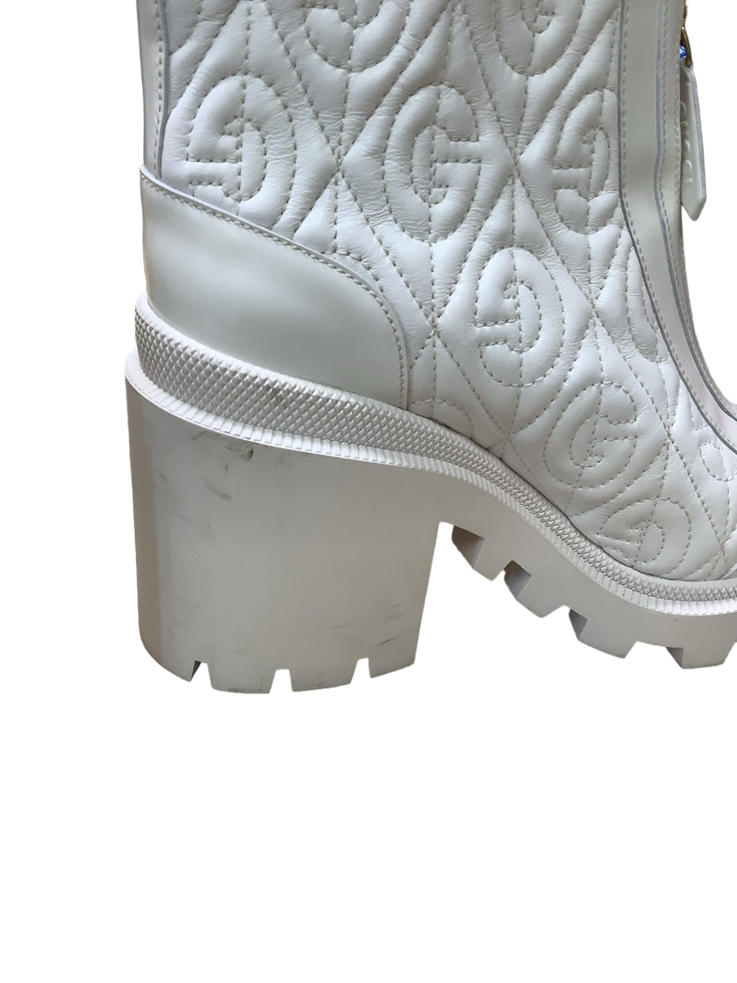 White Boots Luxury Designer Gucci, Size 8.5