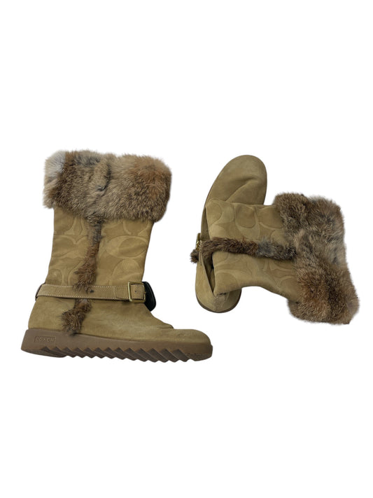 Boots Snow By Coach In Tan, Size: 8