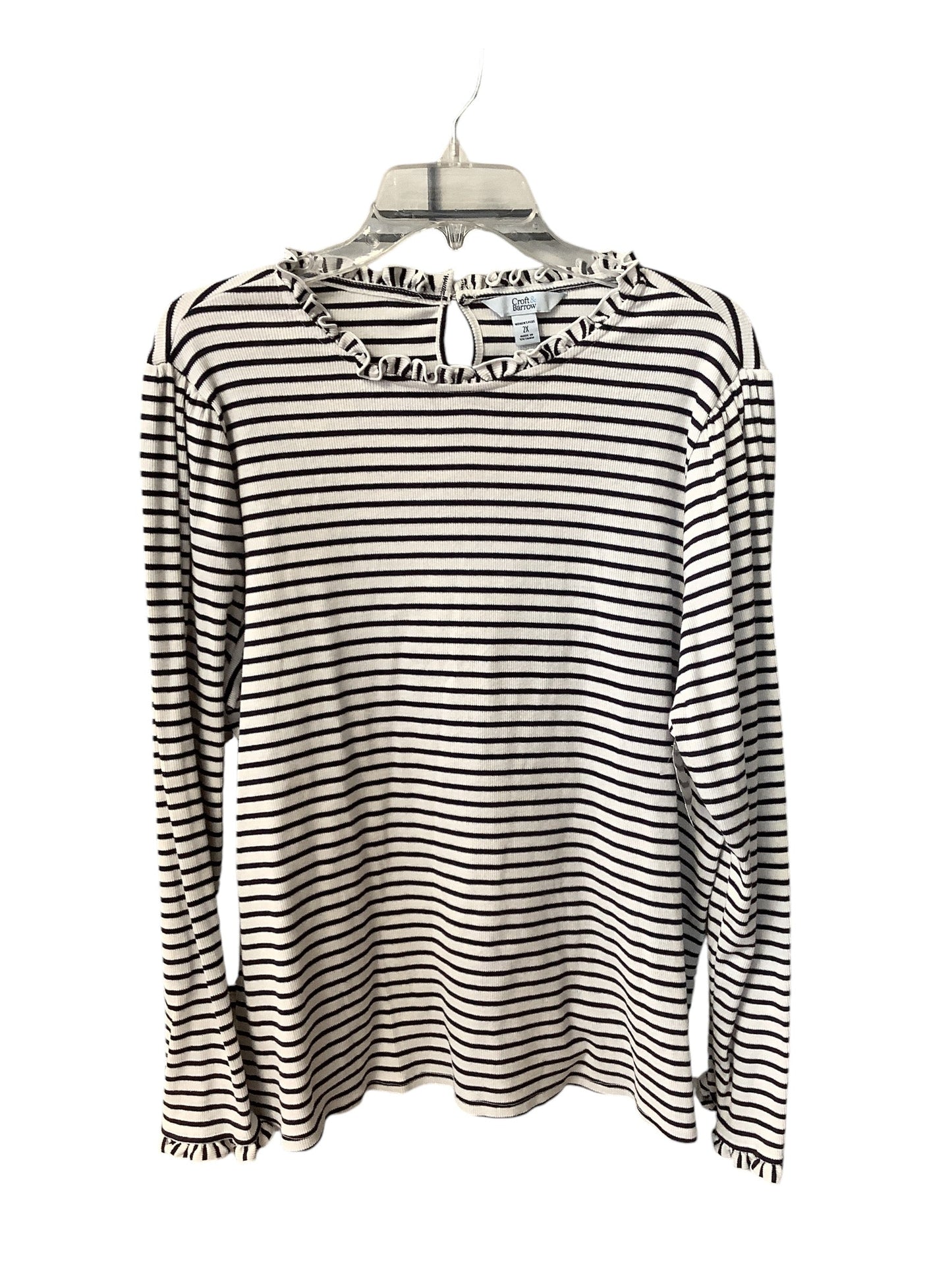 Top Long Sleeve By Croft And Barrow In Striped Pattern, Size: 2x