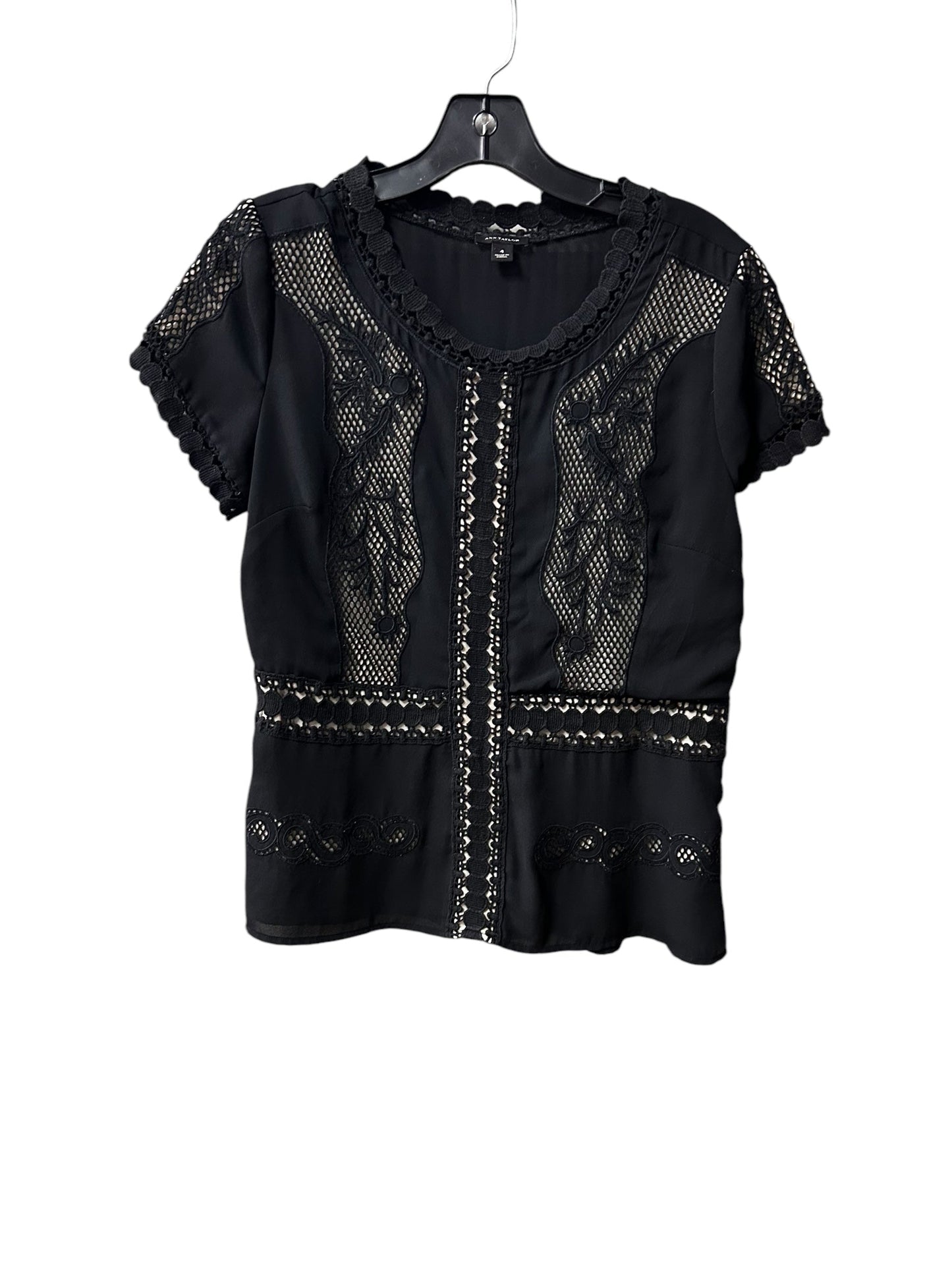 Top Short Sleeve By Ann Taylor In Black, Size: 4