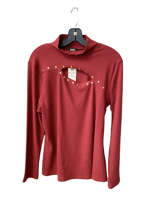 Top Long Sleeve By Inc In Red, Size: 1x