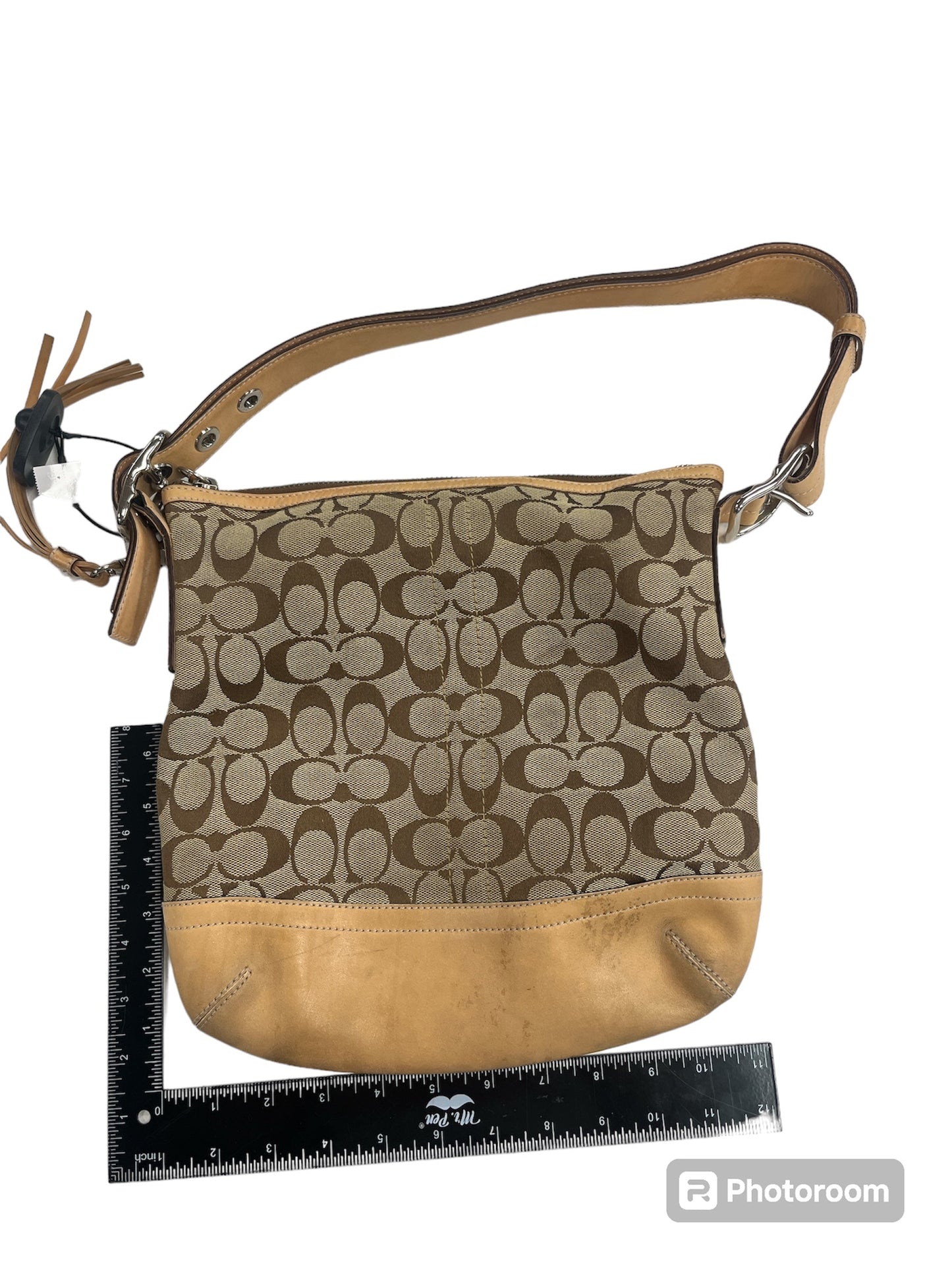 Tan Handbag Designer Coach, Size Medium