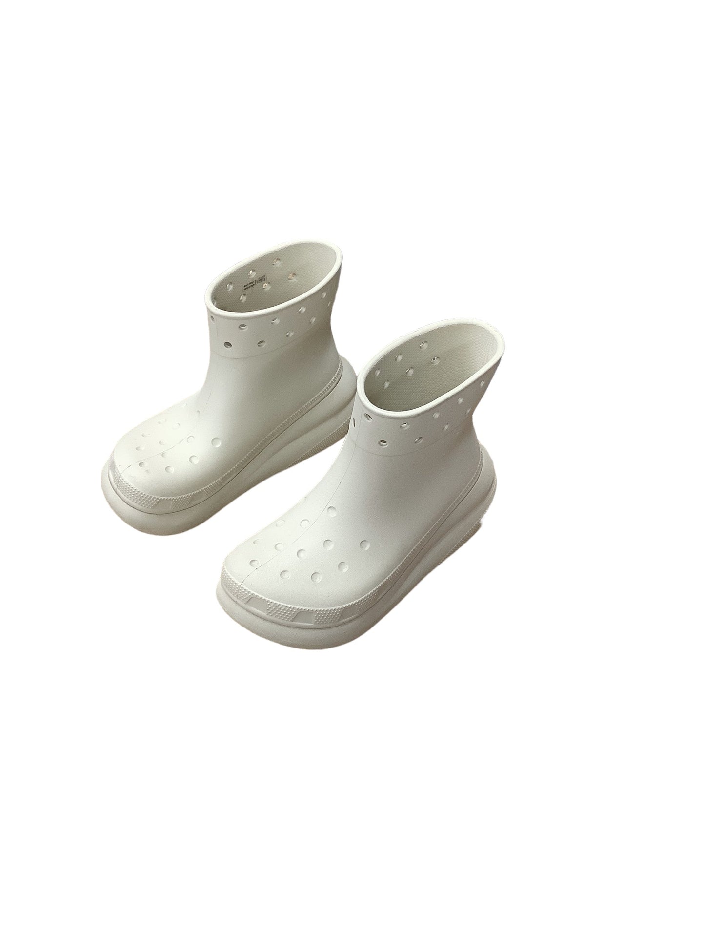 Cream Boots Rain Crocs, Size 7