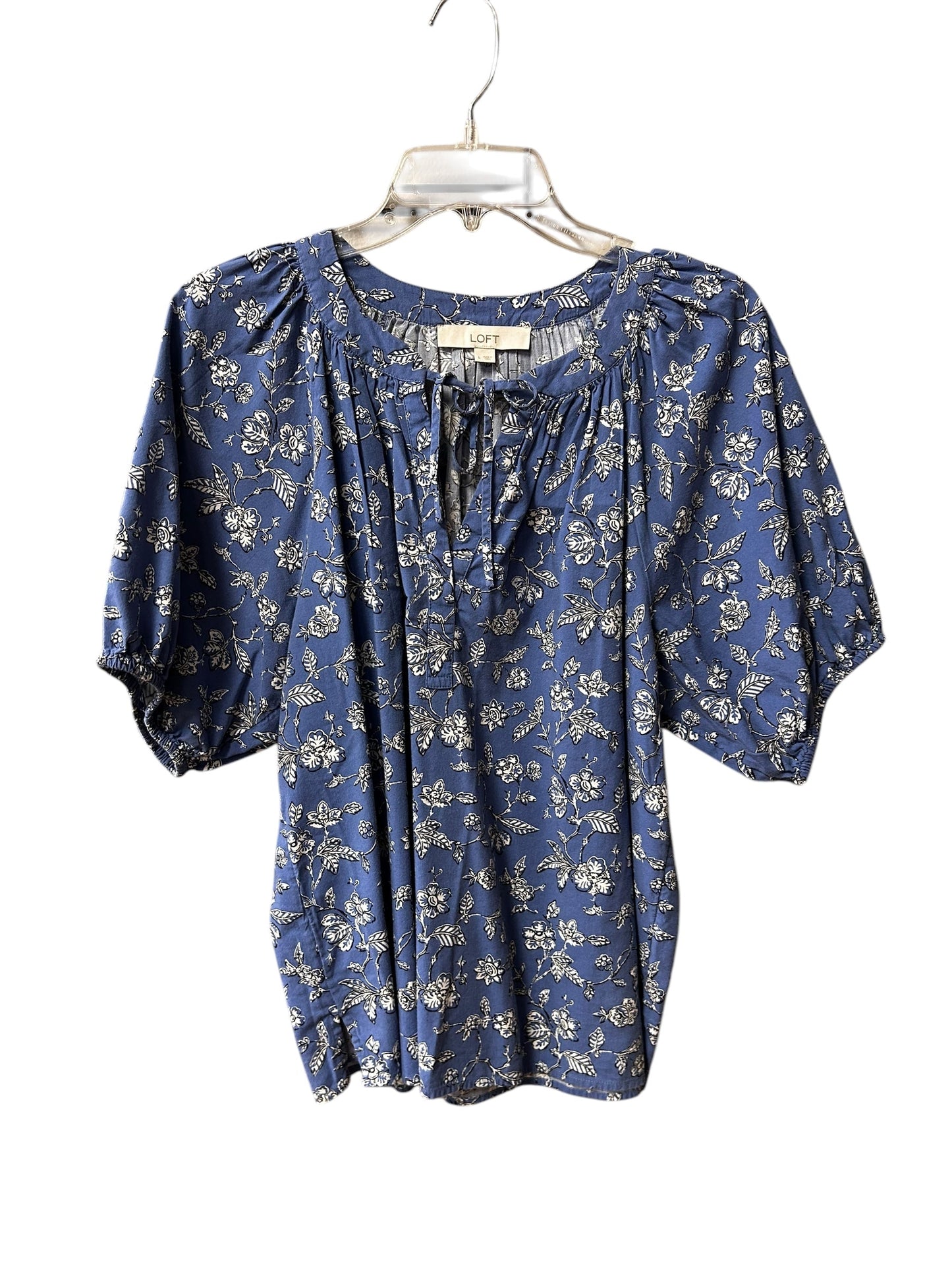 Top Short Sleeve By Loft In Blue, Size: L