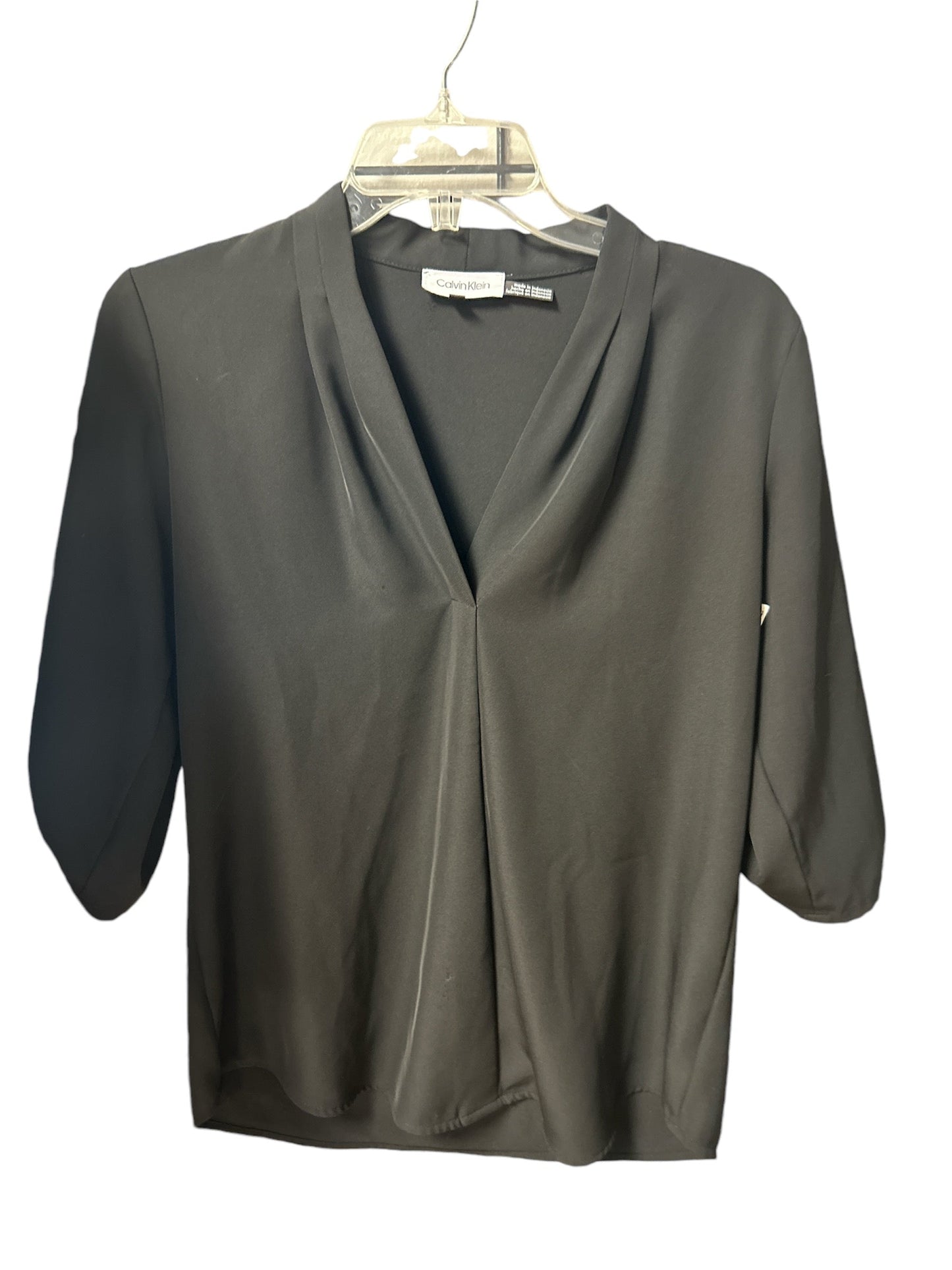 Top 3/4 Sleeve Basic By Calvin Klein In Black, Size: Xs